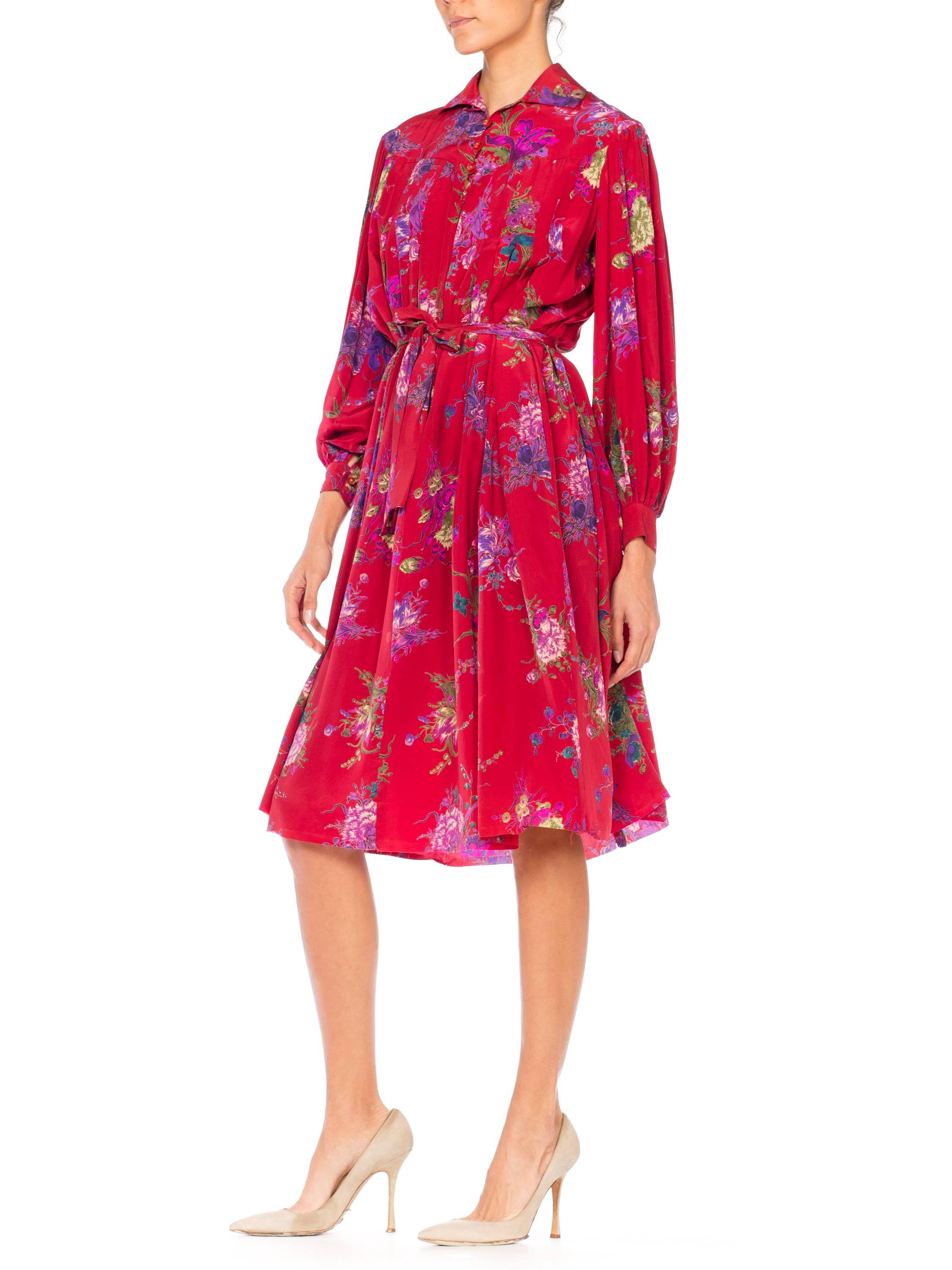 Ungaro Floral Boho Silk Dress, 1980s  In Excellent Condition In New York, NY