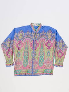 1990S GIANNI VERSACE Men's Silk Paisley Shirt Sz 52