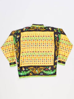 1990s Gianni Versace Garden Beatles and Fruit Baroque Silk Shirt