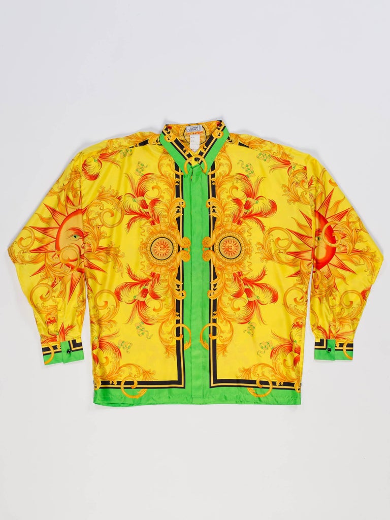 Versace Yellow Baroque Sun Silk Shirt at 1stDibs versace yellow shirt