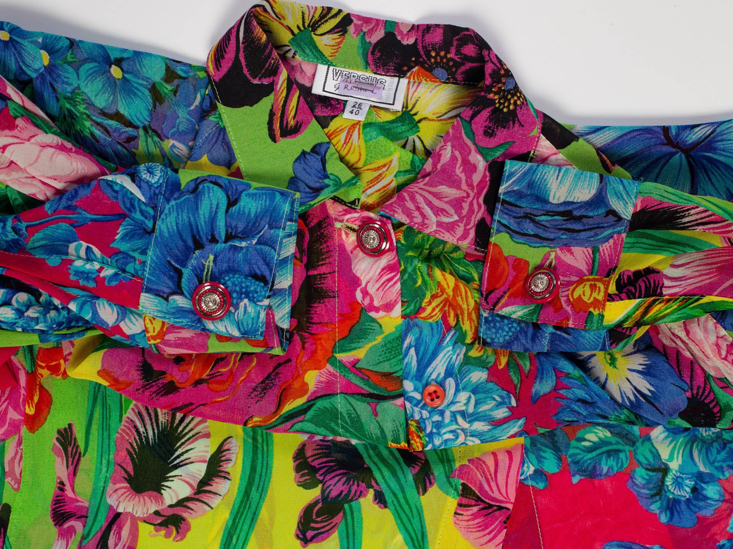 1990s Gianni Versace Versus Floral Chiffon Shirt