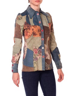1970s Roberto Cavalli Floral Suede Patchwork Jacket