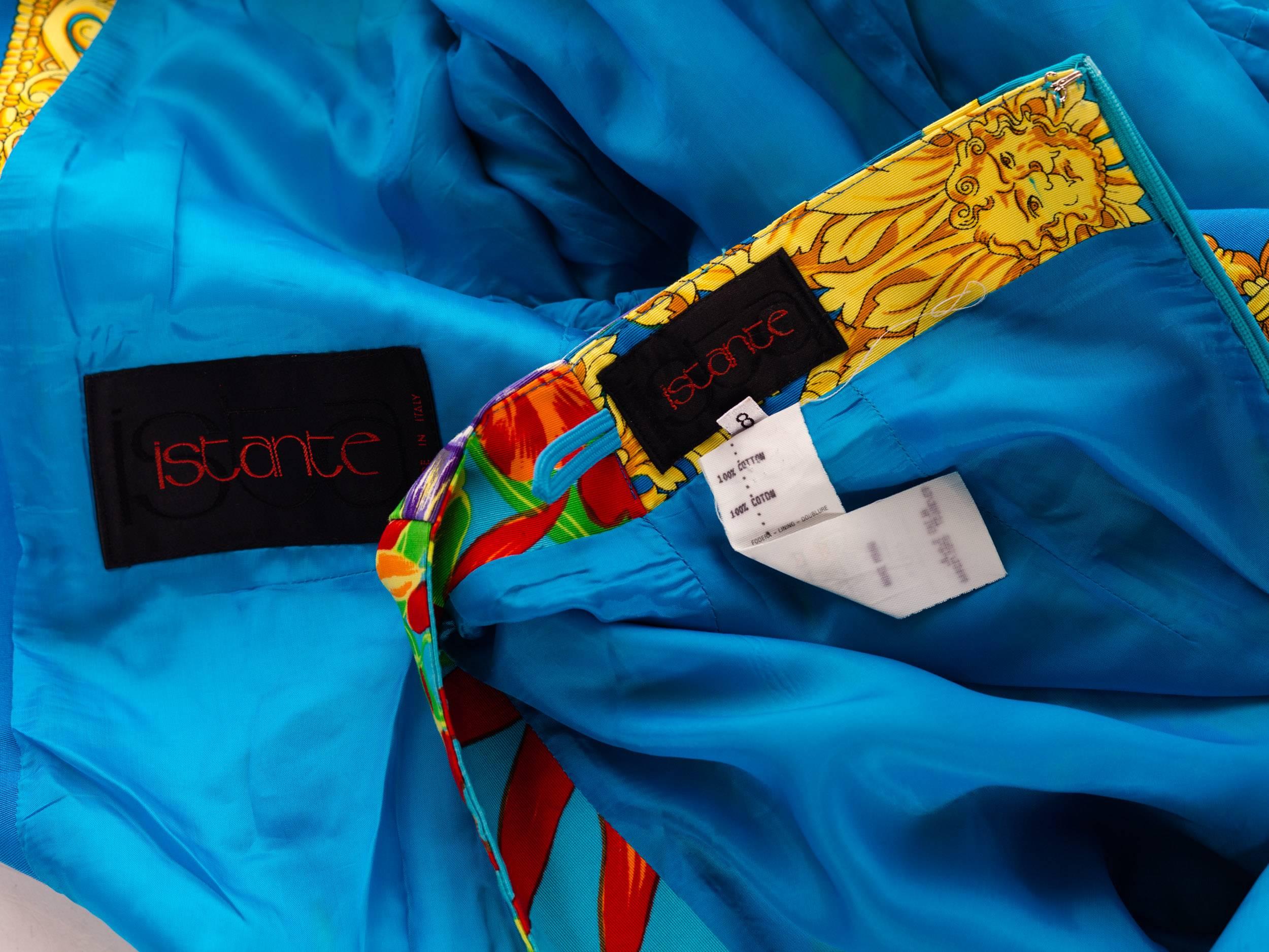 1990er Jahre GIANNI VERSACE Istante Baumwolle Barock Rock Anzug mit Blumendruck und Gold im Angebot 4