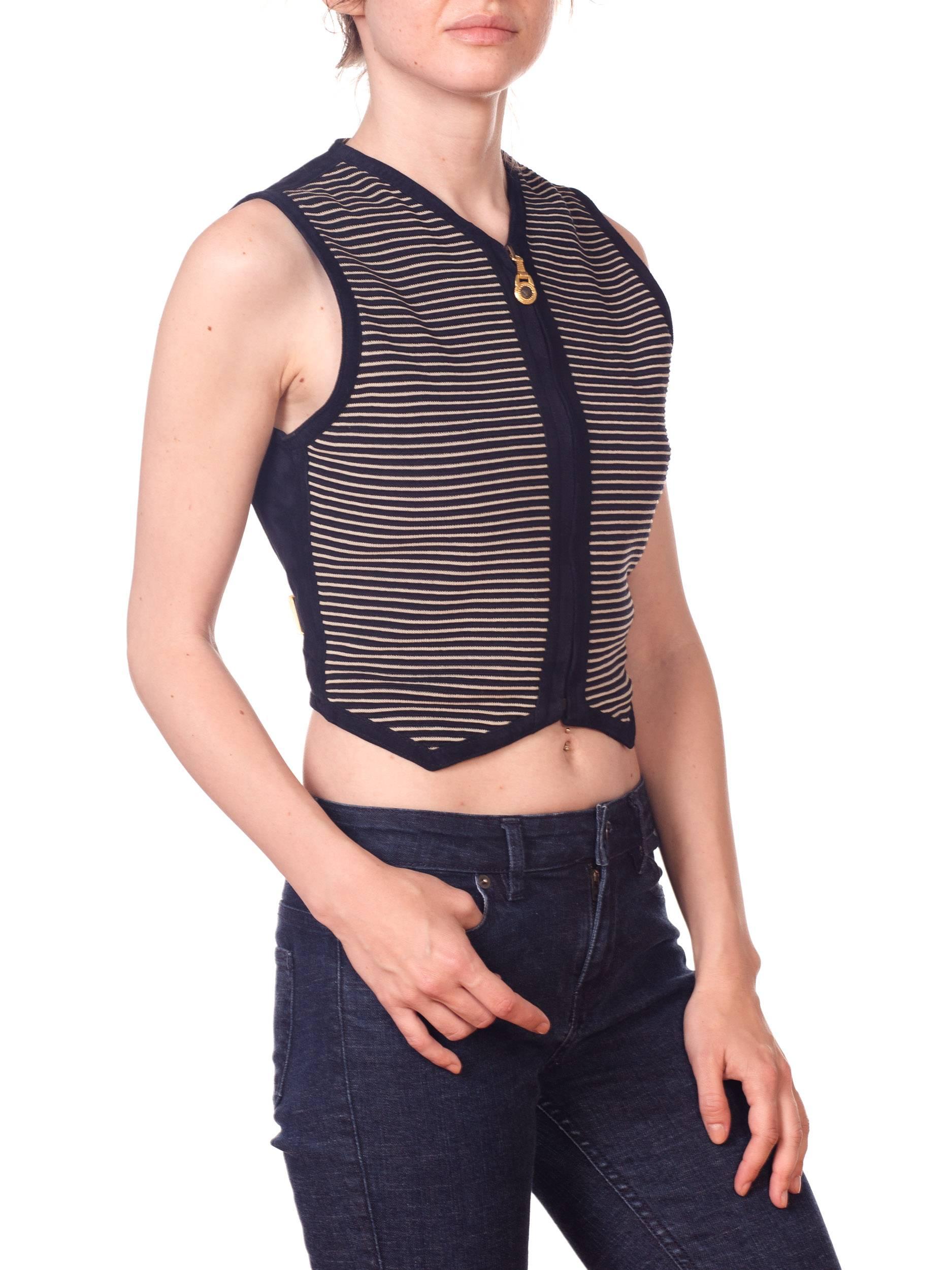 Women's Gianni Versace Striped Suede Buckle Vest