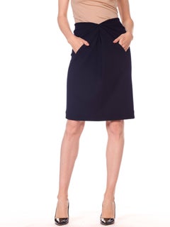 1980S DONNA KARAN Black Wool Jersey 40S Film Noir Style Skirt With Elastic Waist