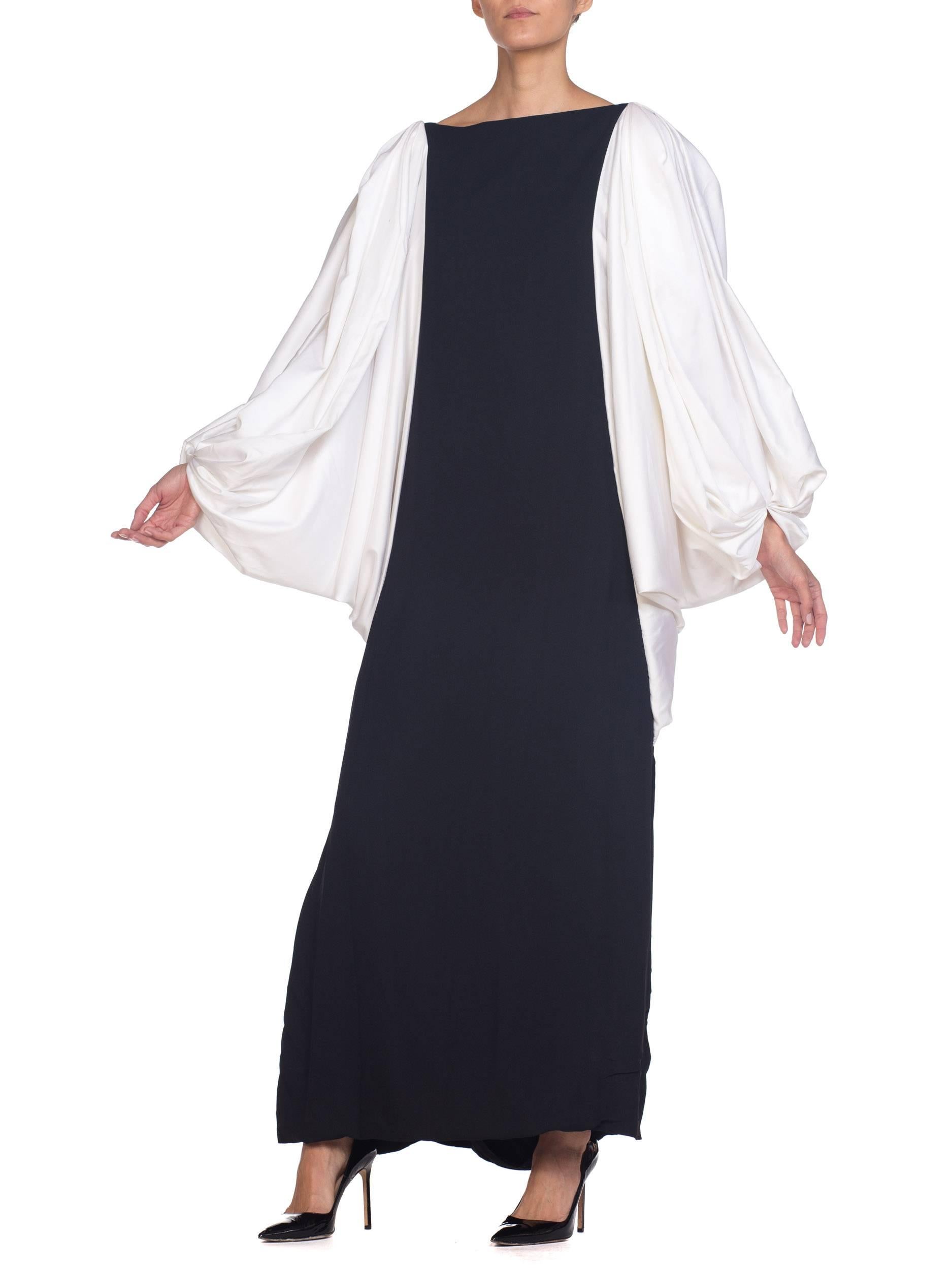 1980s Richilene Giant Baloon Sleeve Gown with Slit In Excellent Condition In New York, NY