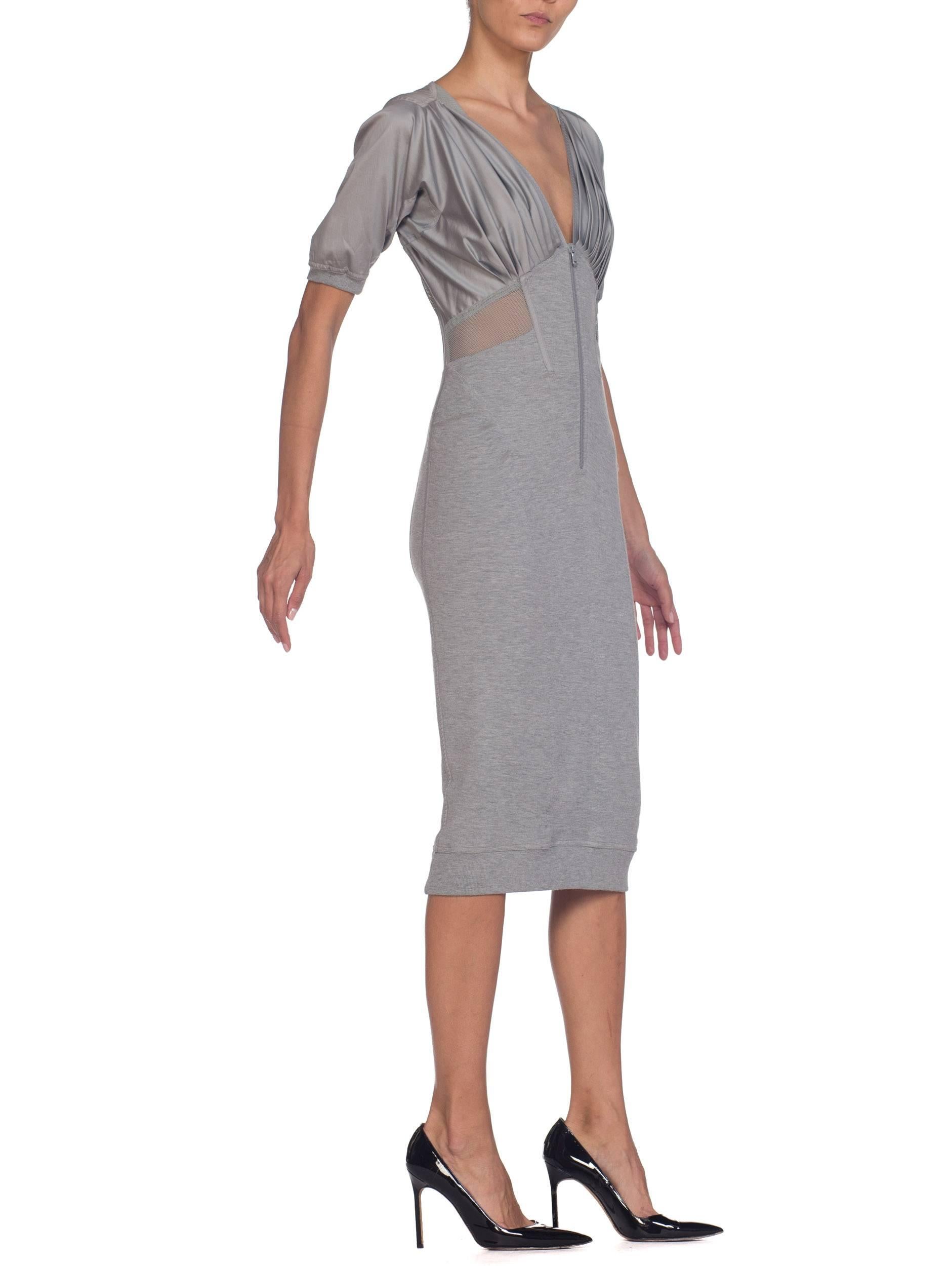 Donna Karan Collection Jersey & Net Boned Zipper Dress In Excellent Condition In New York, NY