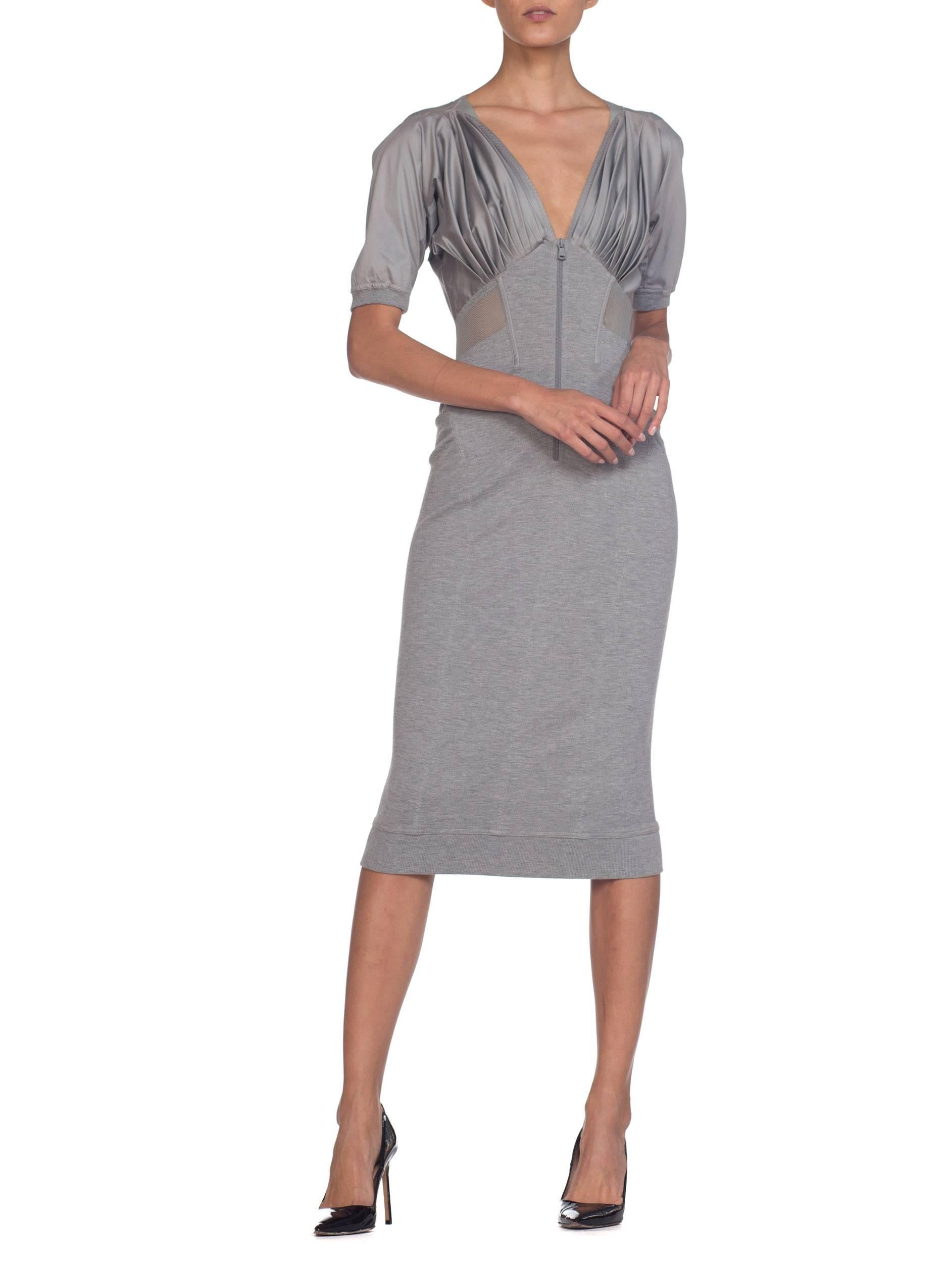 Women's Donna Karan Collection Jersey & Net Boned Zipper Dress
