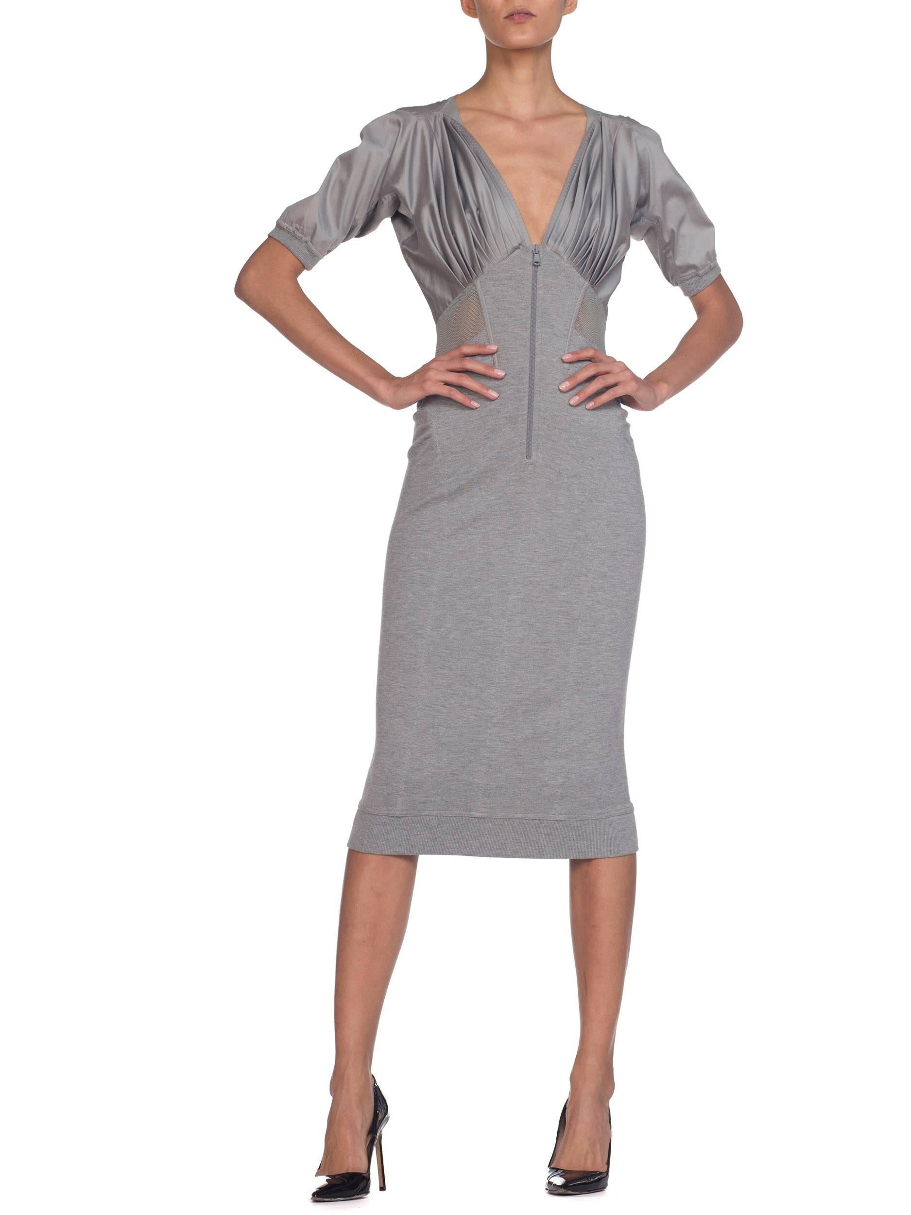 Donna Karan Collection Jersey & Net Boned Zipper Dress 1