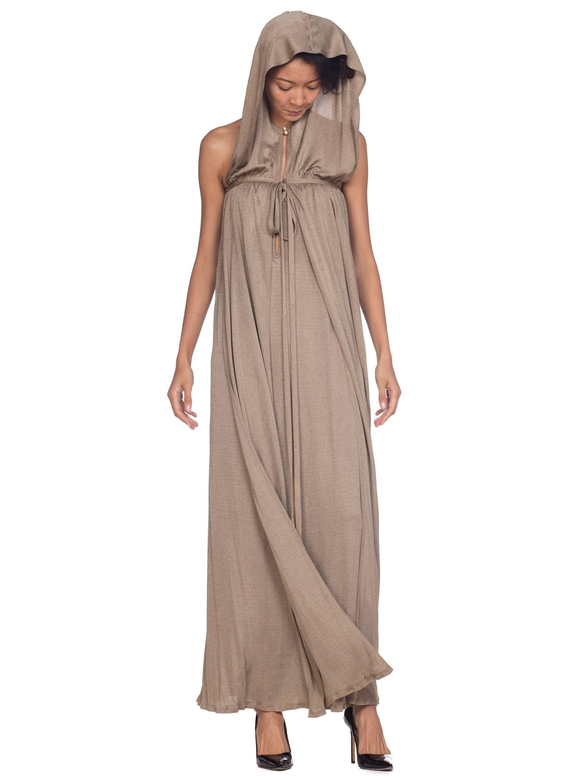 Brown 1970s Diane Von Furstenberg Silk Jersey Dress with Hood