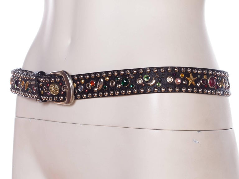 1980s Crystal Studded Leather Belt For Sale at 1stDibs