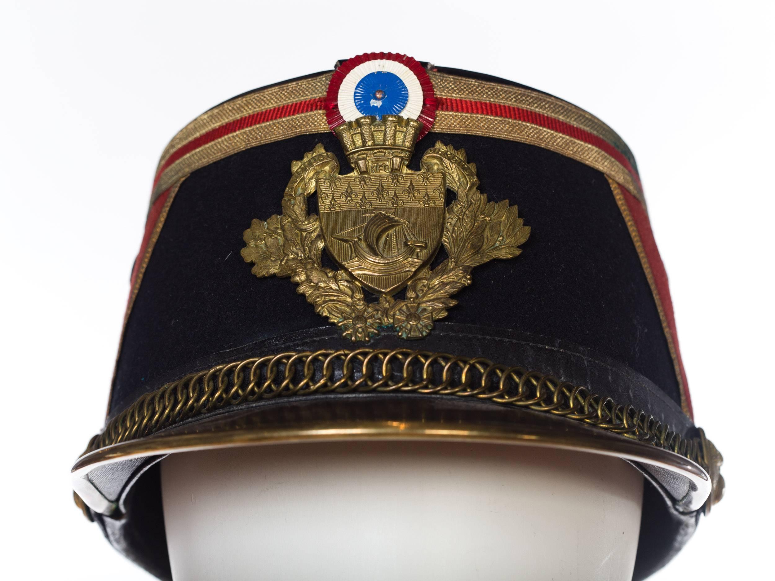 Accessories Hats & Caps Helmets Military Helmets Victorian officers late 19th century Flap mounted on Black richly embroidered with crown VR Pouch Sabretache with adjustable waist belt 