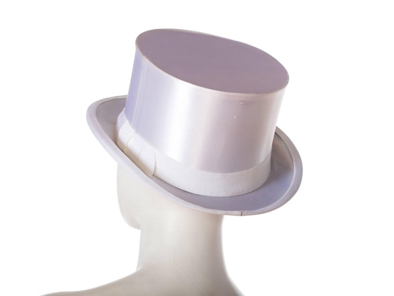 Collapsable White top Hat Size 7 1/2 For Sale at 1stDibs