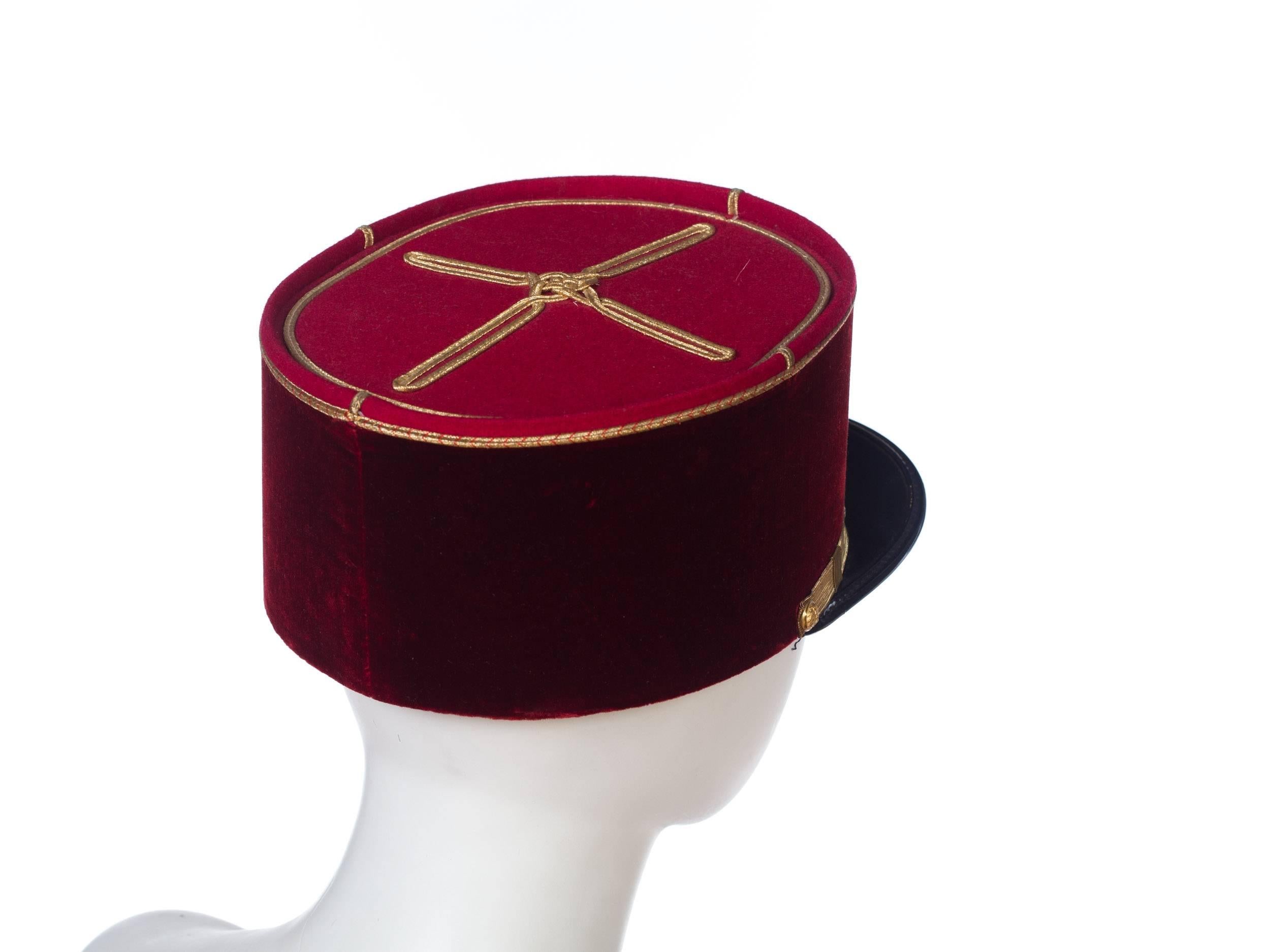 Black Antique Velvet French Military Hat