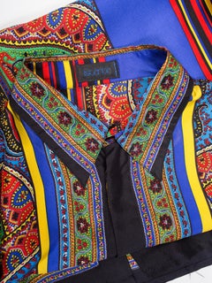 1990S GIANNI VERSACE Silk Men's Istante Paisley Scarf Print Shirt