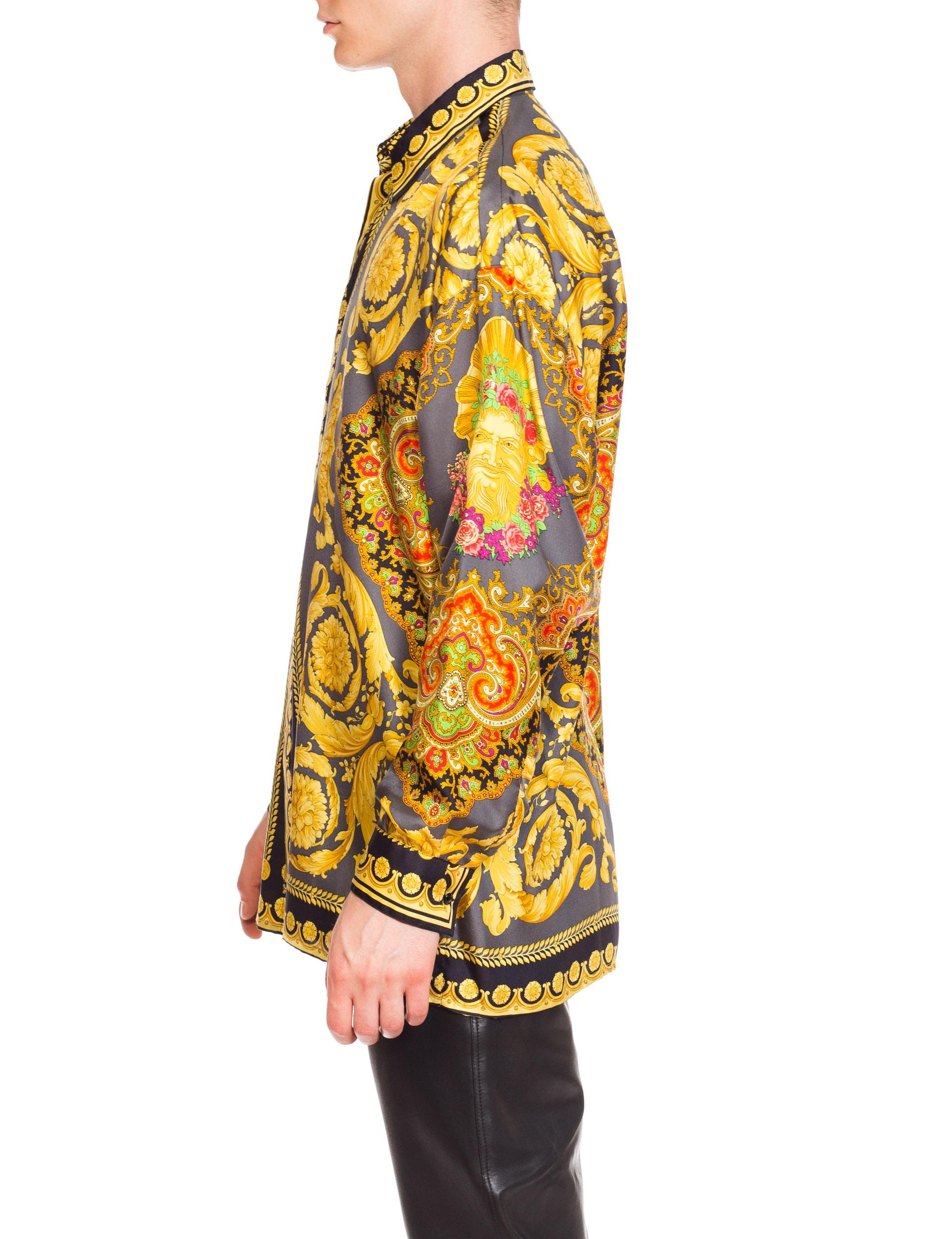 Gianni Versace Men's Baroque Silk Paisley Shirt, 1990s  In Excellent Condition In New York, NY