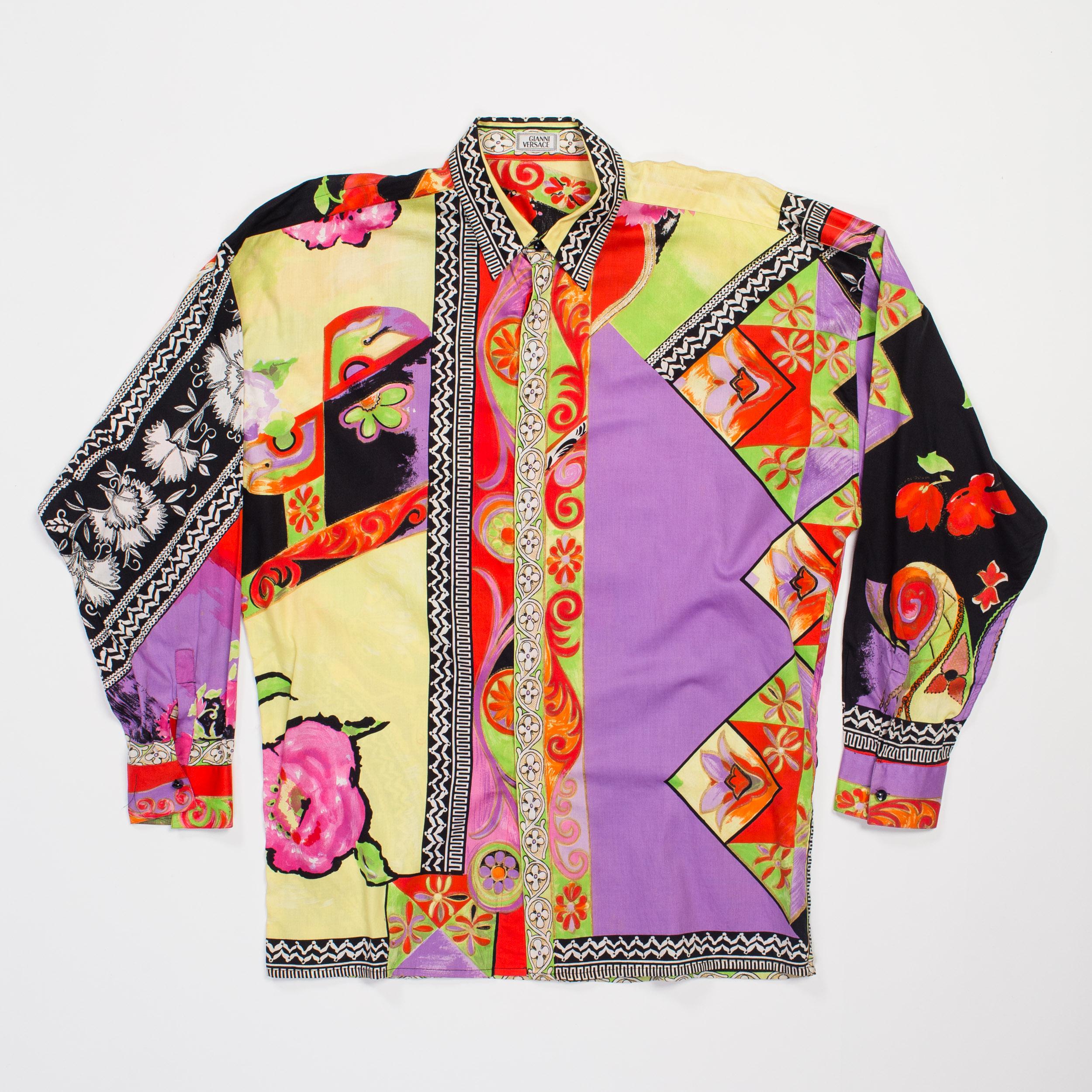 1990s Men's Gianni Versace Cotton Sateen Shirt 2
