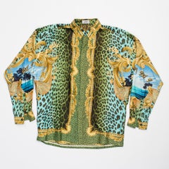 Gianni Versace Miami Leopard Baroque Silk Shirt, 1990s