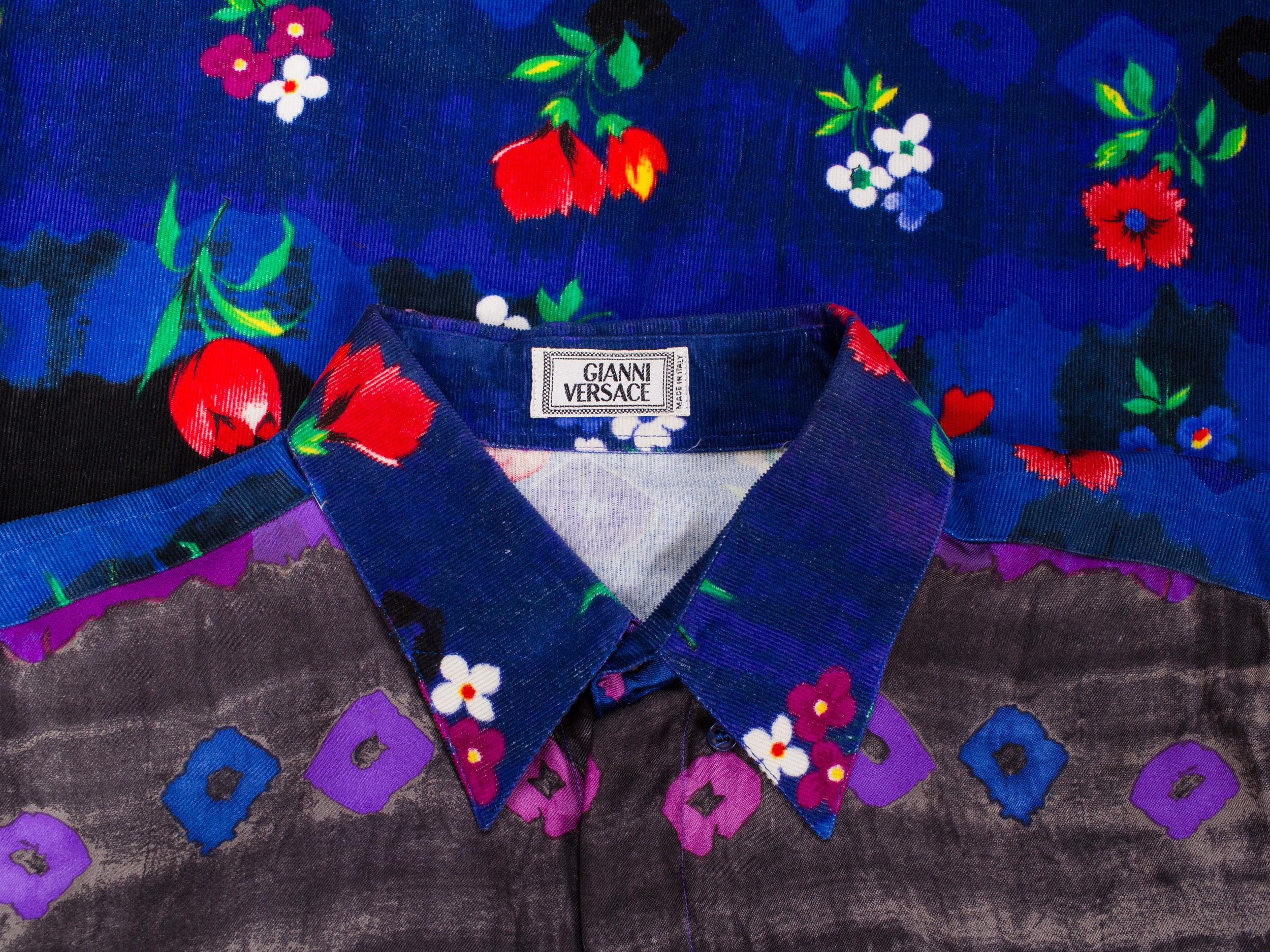 1990er GIANNI VERSACE Lila Krawatte gefärbt Seide & Floral bedruckt Cord Herren  Erwähnungen des Künstlers im Zustand „Hervorragend“ im Angebot in New York, NY