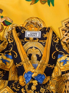 1990s Gianni Versace Leopard Baroque Printed Silk Shirt