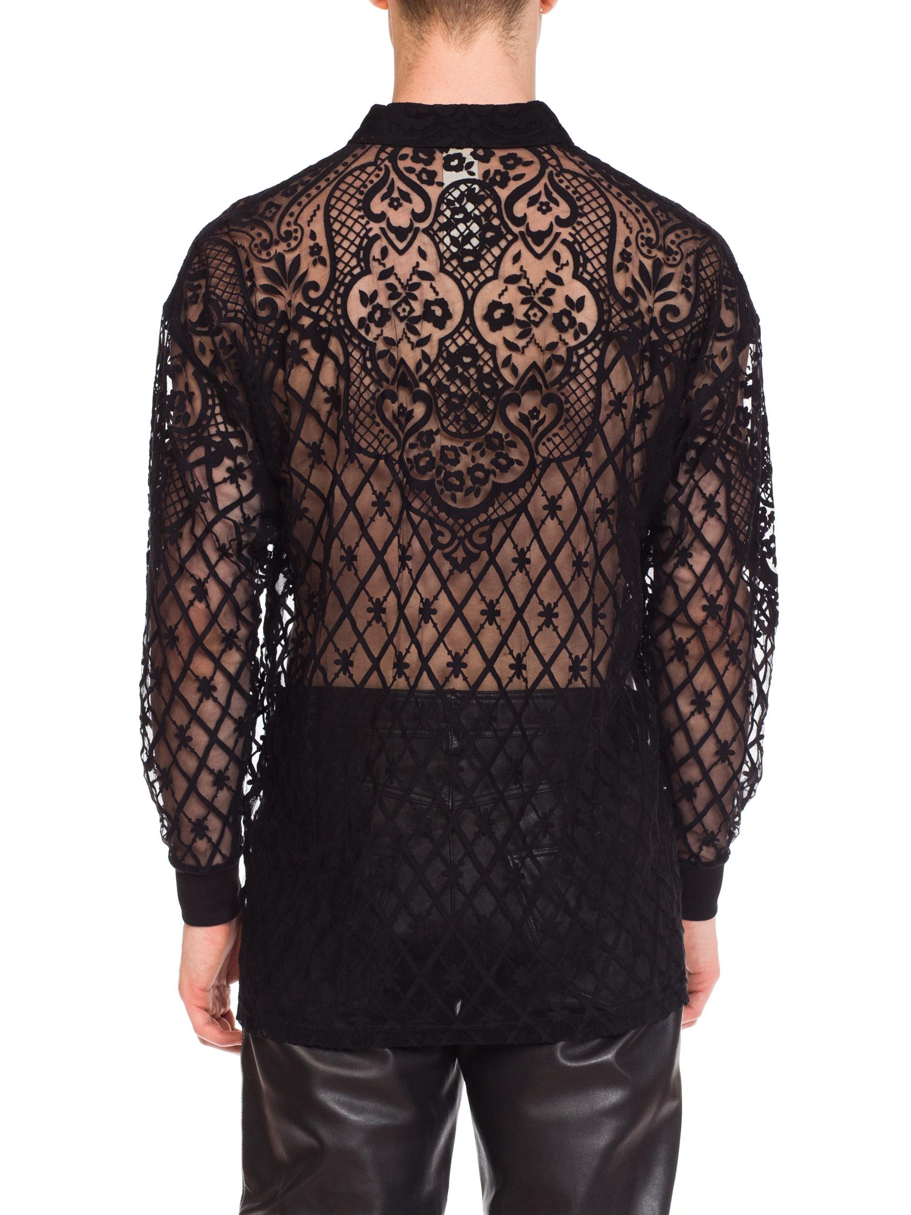 1990s Men's Sheer Gianni Versace Baroque Shirt In Excellent Condition In New York, NY