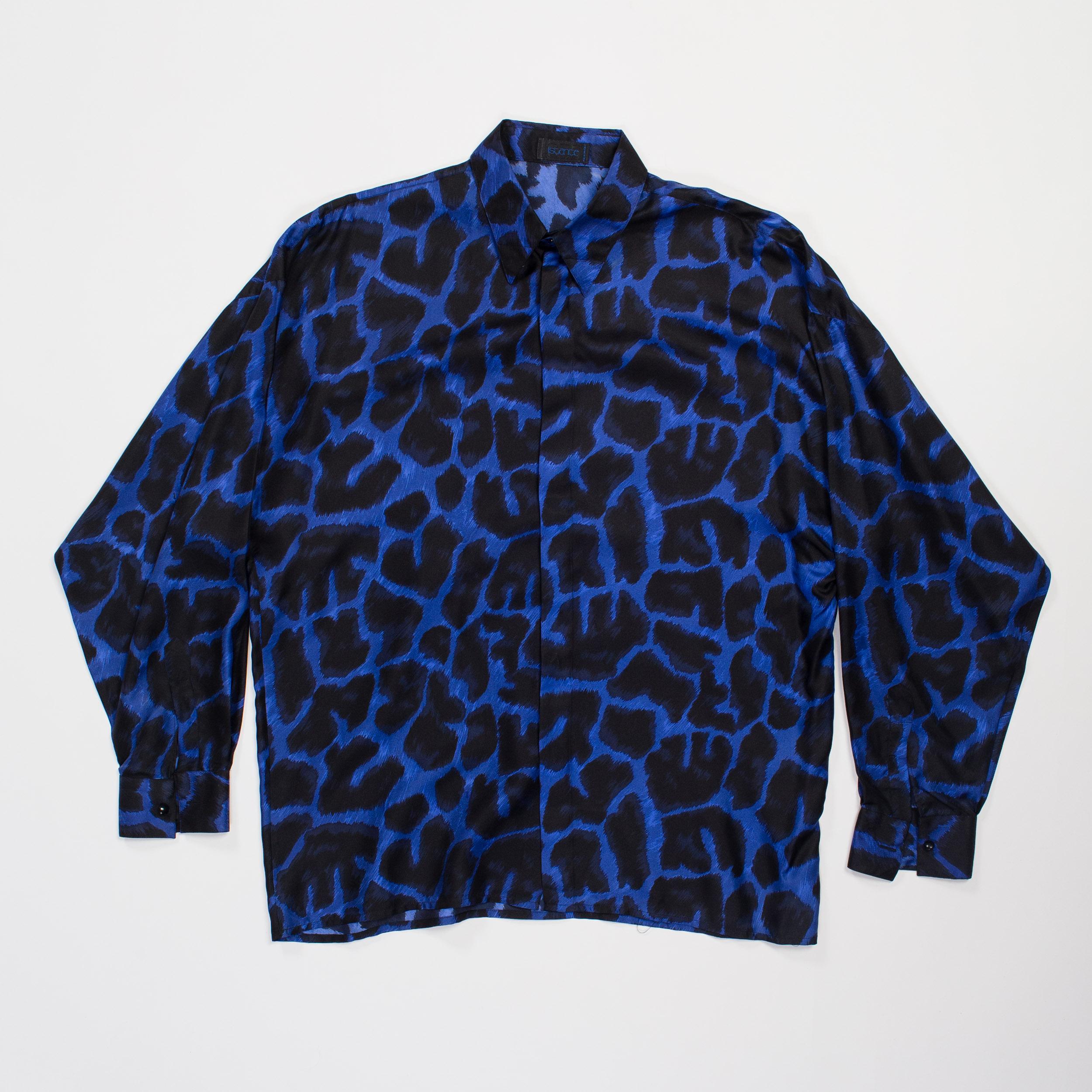 blue leopard print shirt mens