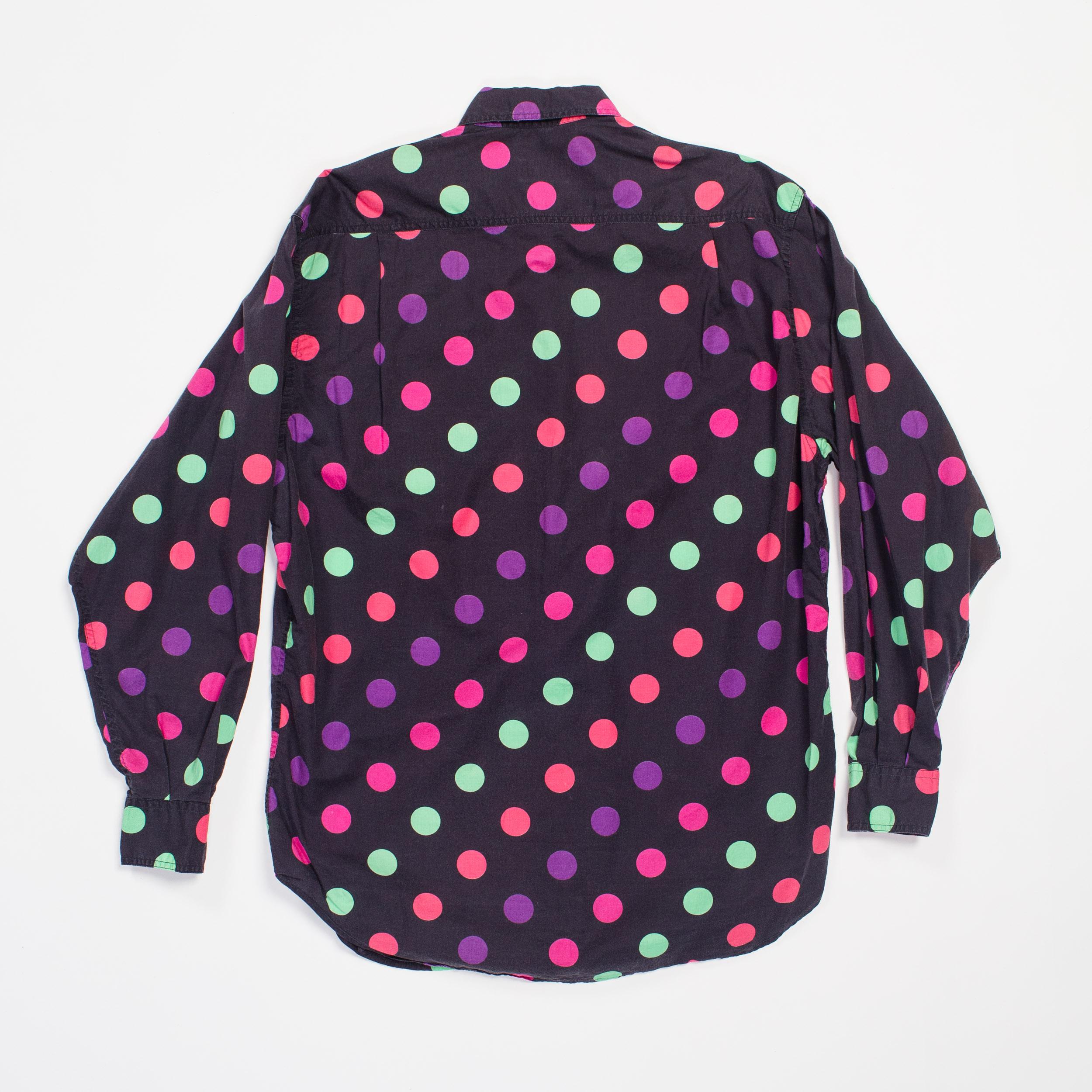 1990S VERSUS BY GIANNI VERSACE Cotton Men's Neon Polka Dot Shirt Sz 44 1