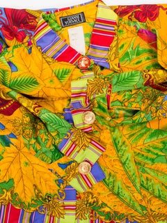 1990S GIANNI VERSACE Silk "Legues" Baroque Printed Shirt Sz 40