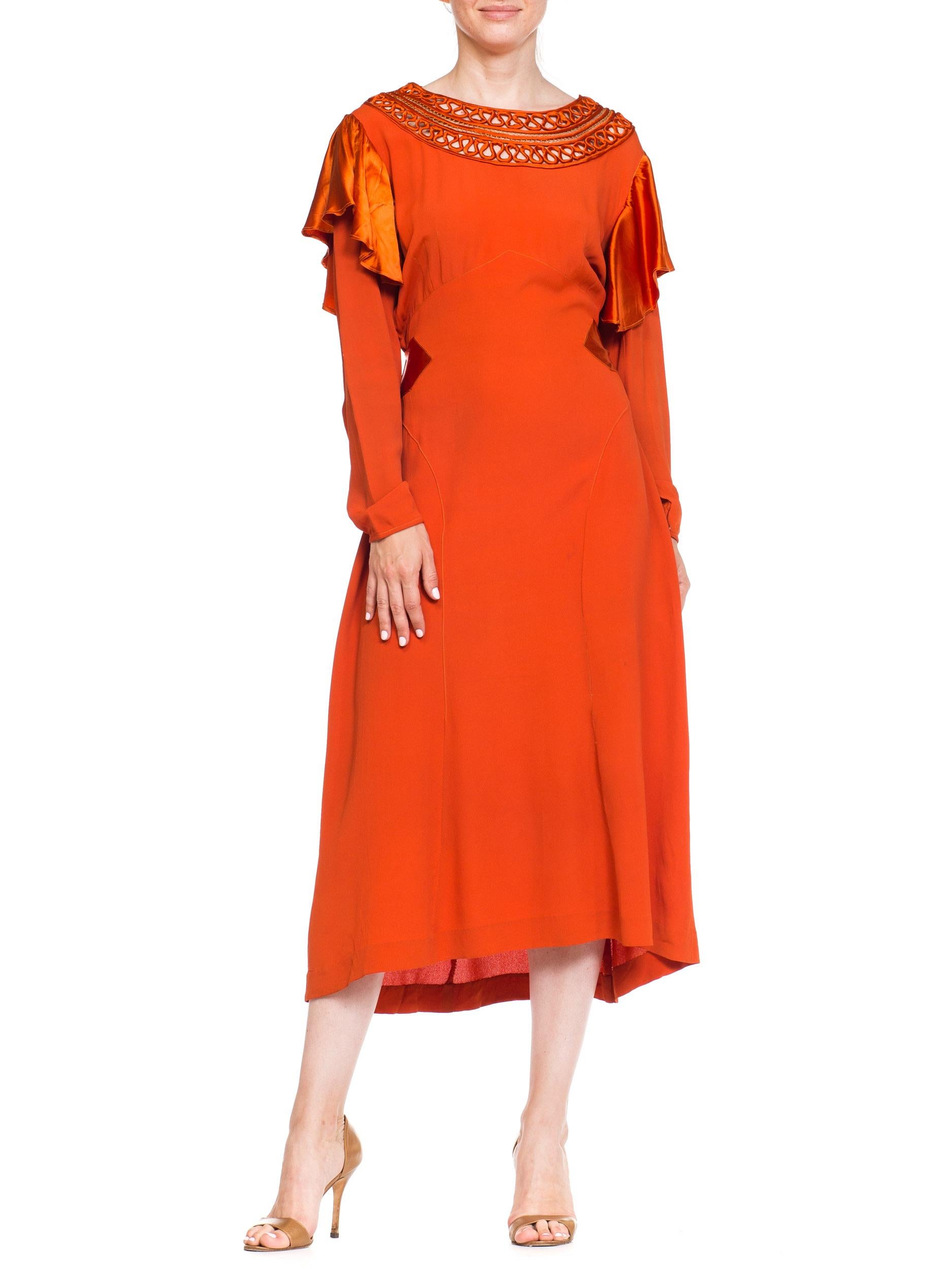 long sleeve burnt orange dress