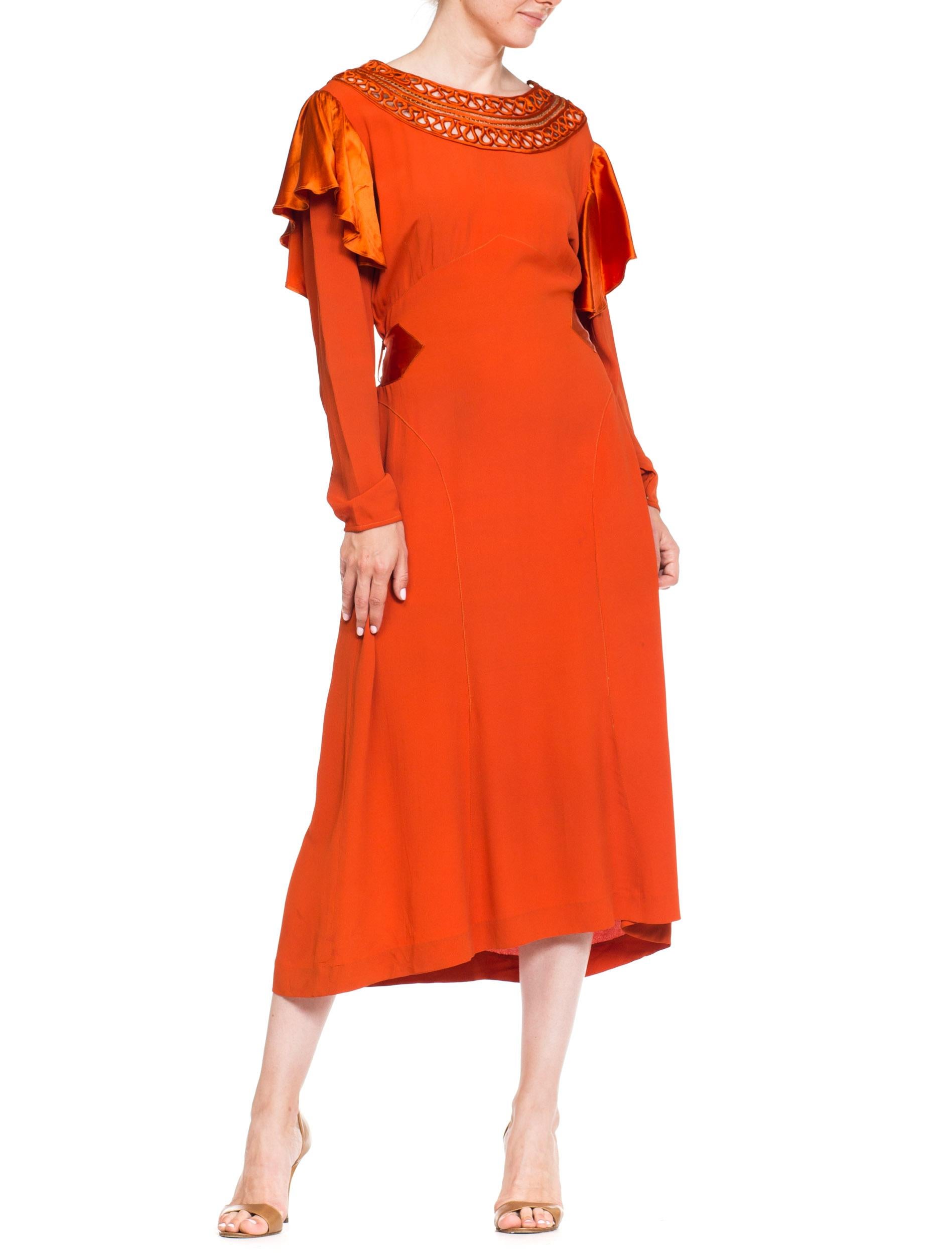 burnt orange satin dress long sleeve