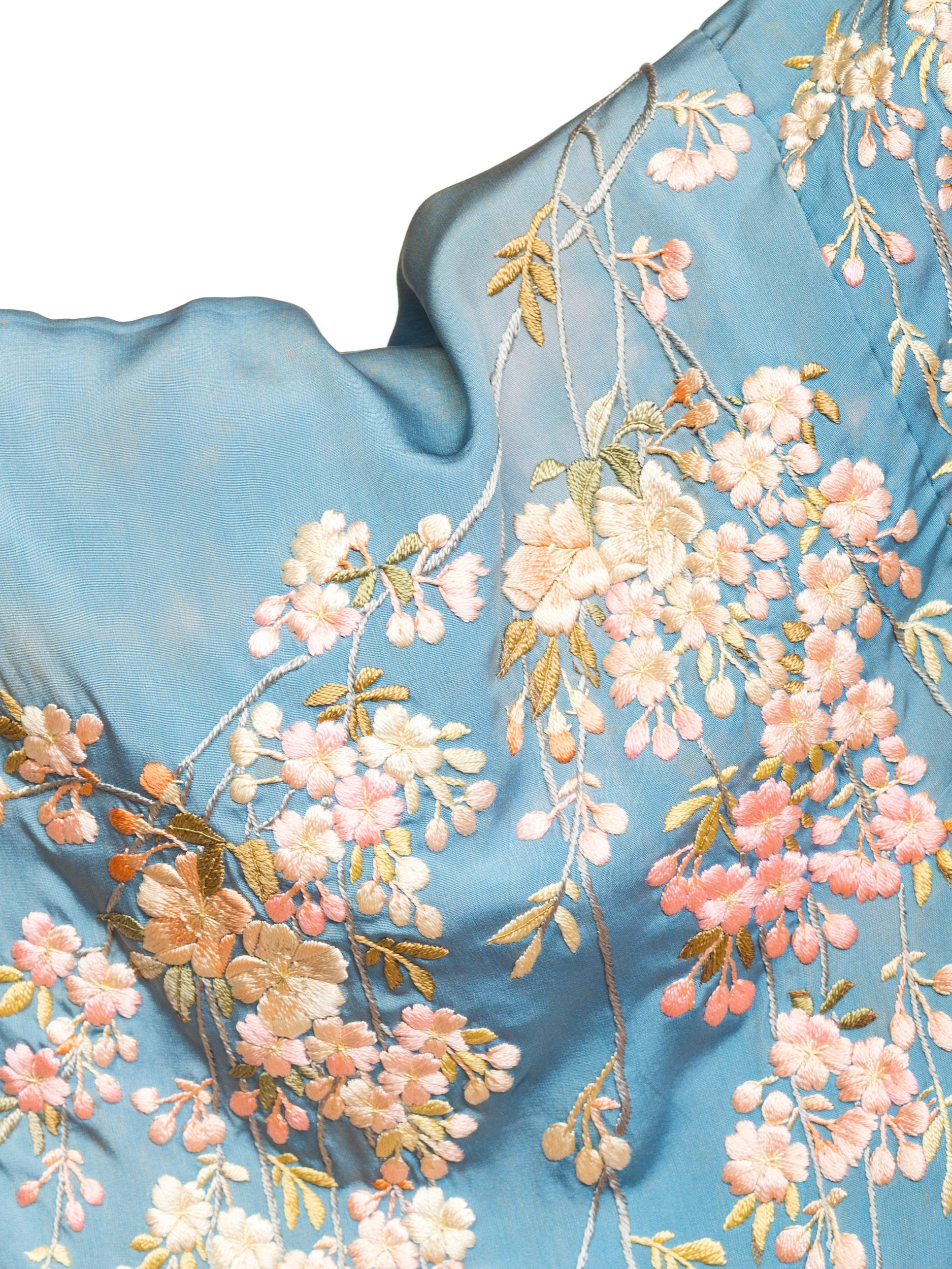 Women's Antique Edwardian Floral Embroidered Japanese Kimono