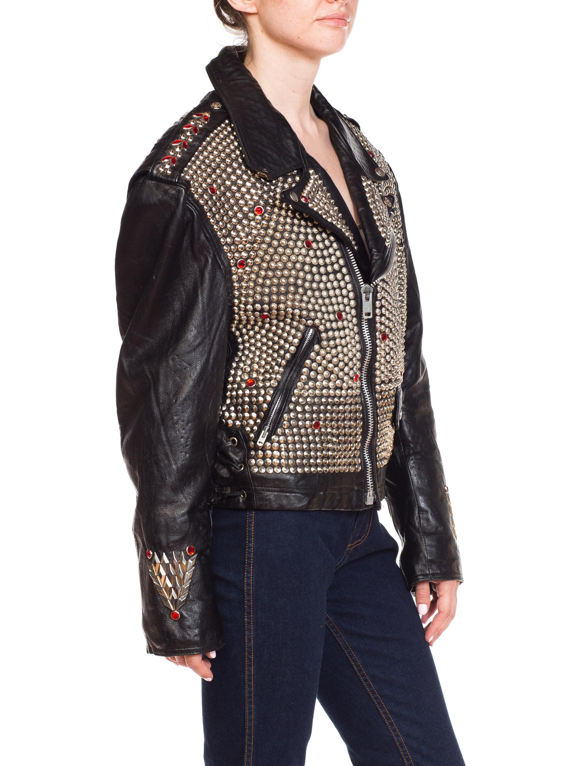 Leather Biker Jacket Covered in Studs & Crystals 3