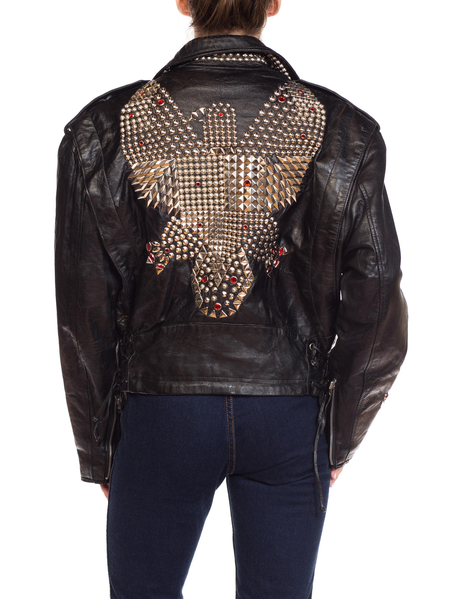 Leather Biker Jacket Covered in Studs & Crystals 4