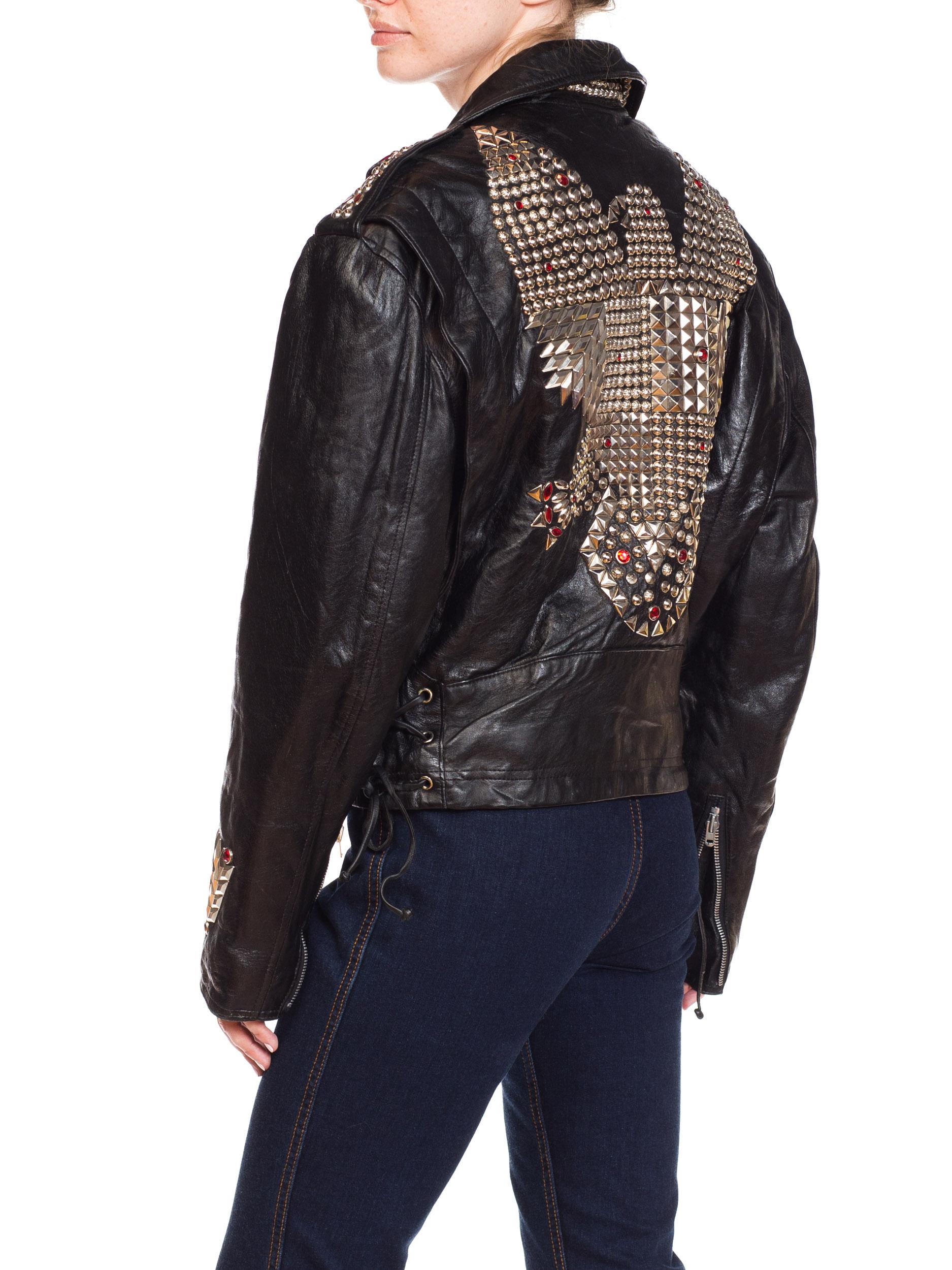 Leather Biker Jacket Covered in Studs & Crystals 5