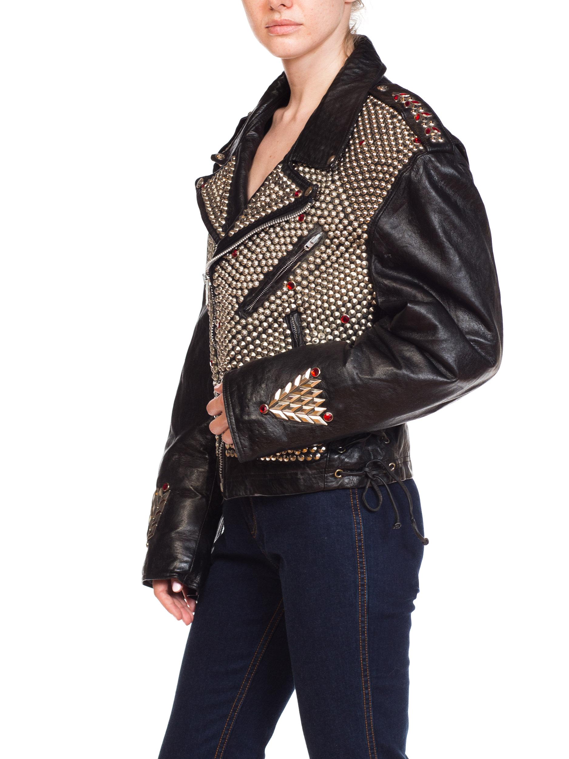 Leather Biker Jacket Covered in Studs & Crystals 6