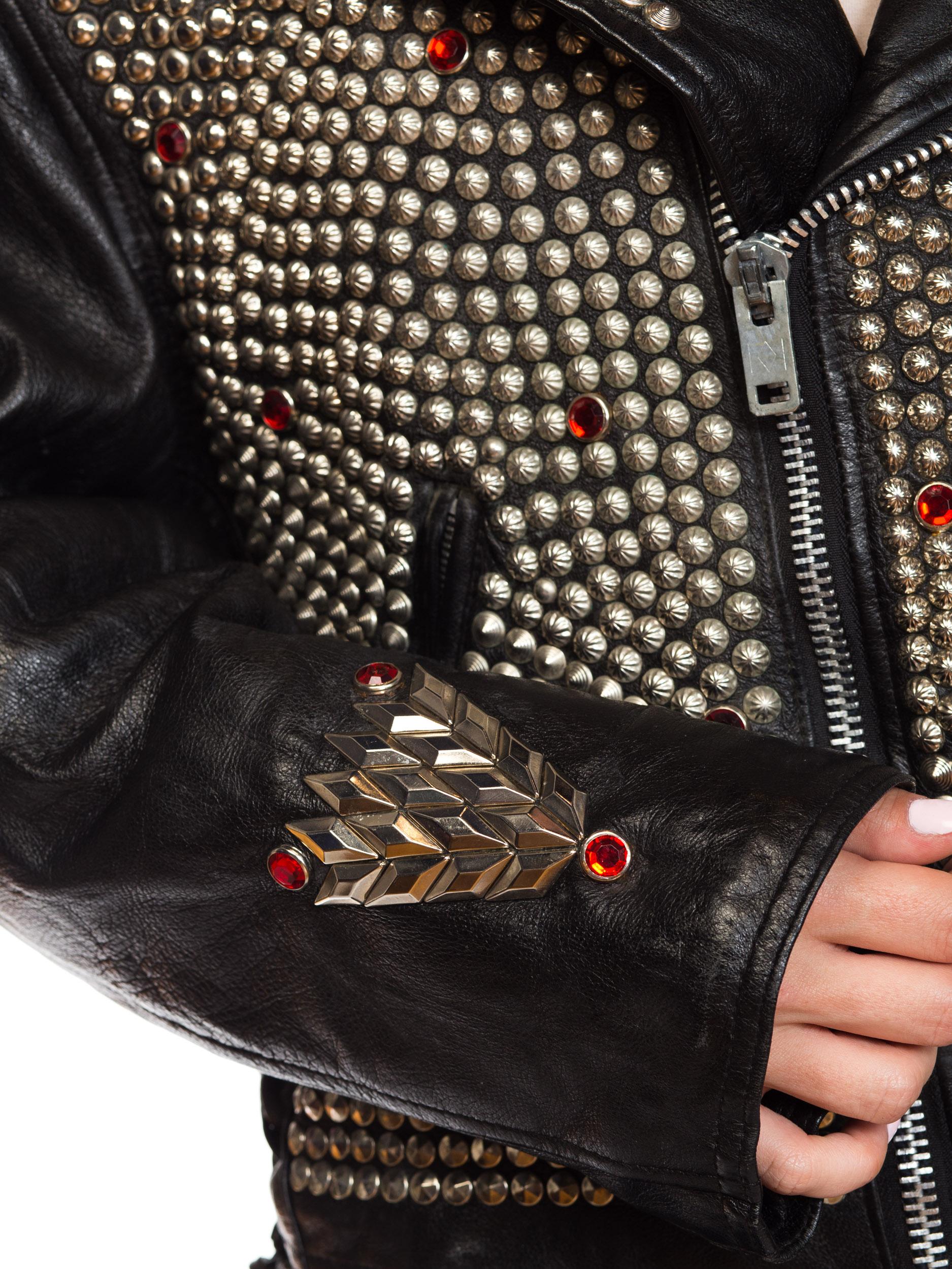 Leather Biker Jacket Covered in Studs & Crystals 9