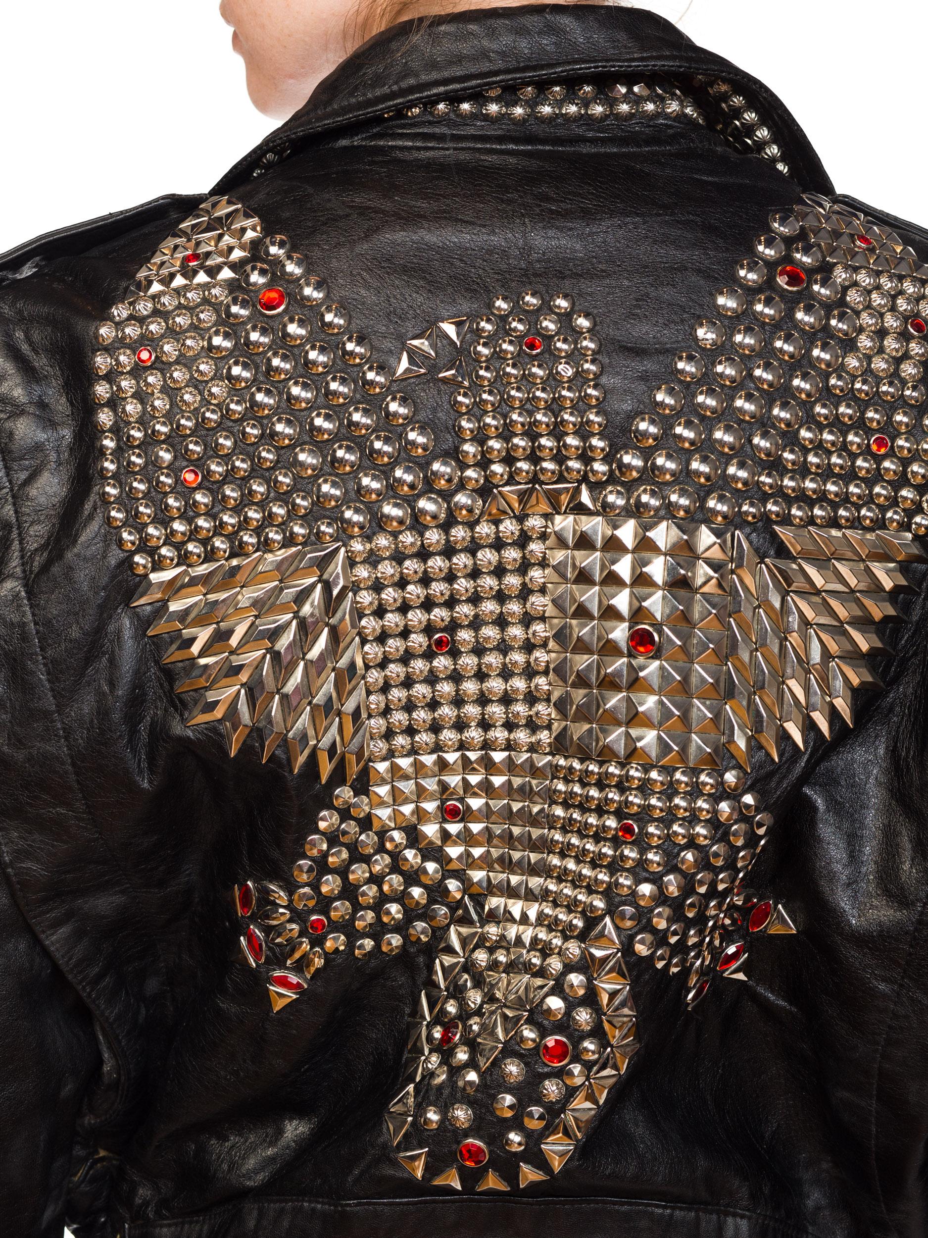 Leather Biker Jacket Covered in Studs & Crystals 10