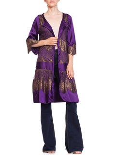 1920S Purple Art Deco Lame Lace Duster Jacket