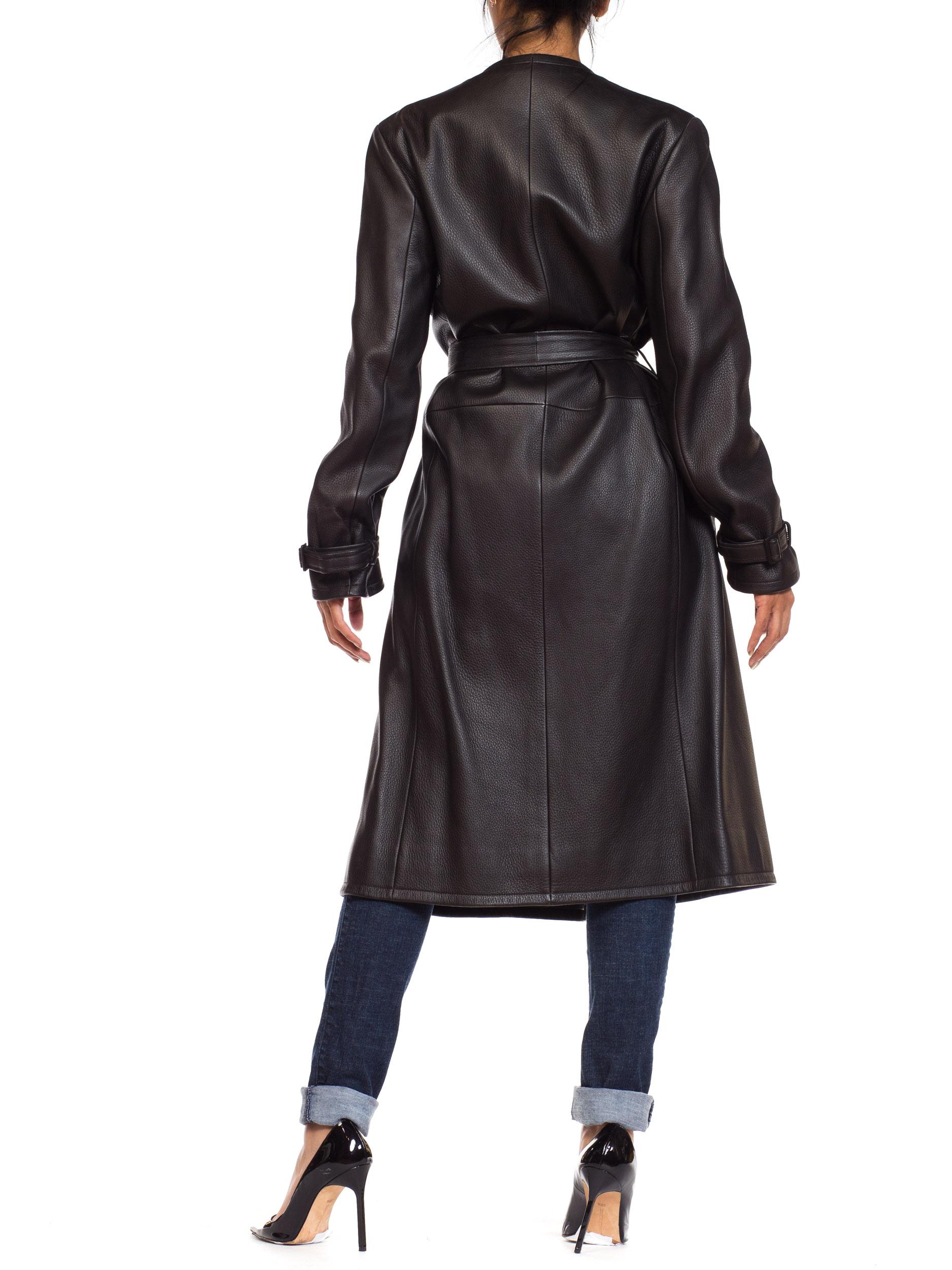 Black Margiela Hermes Luxe Minimalist Leather Trenchcoat 