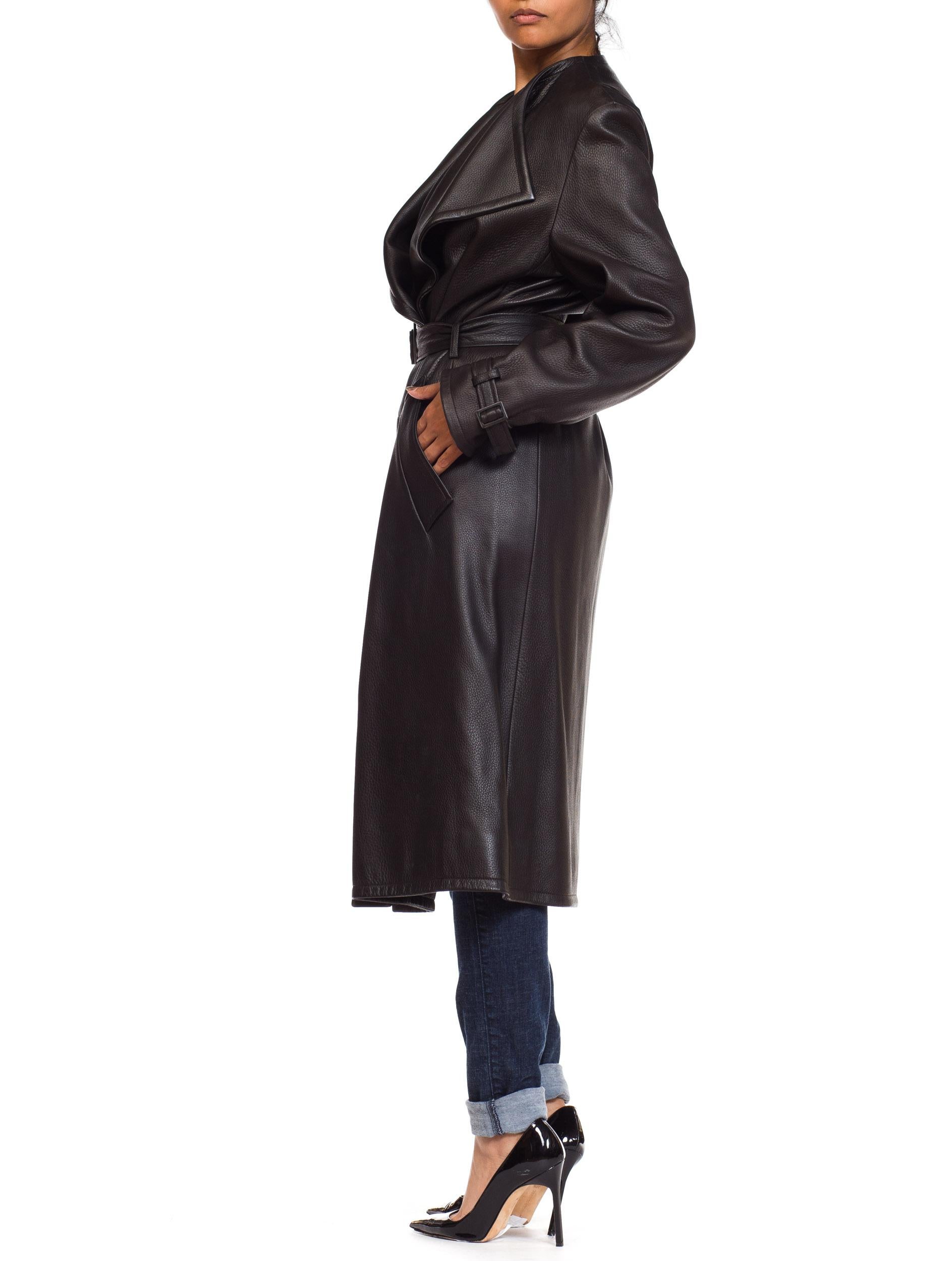 Margiela Hermes Luxe Minimalist Leather Trenchcoat  In Excellent Condition In New York, NY