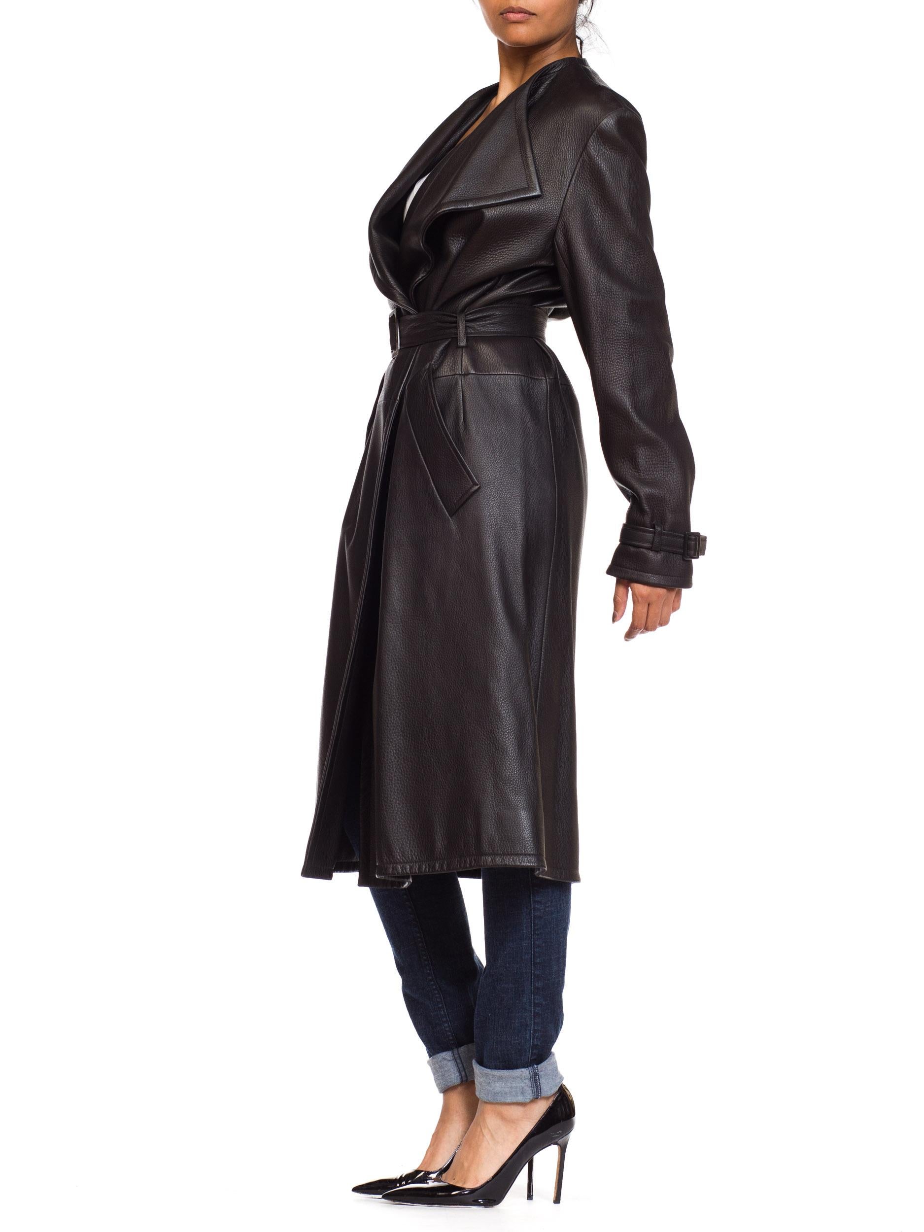 Women's Margiela Hermes Luxe Minimalist Leather Trenchcoat 