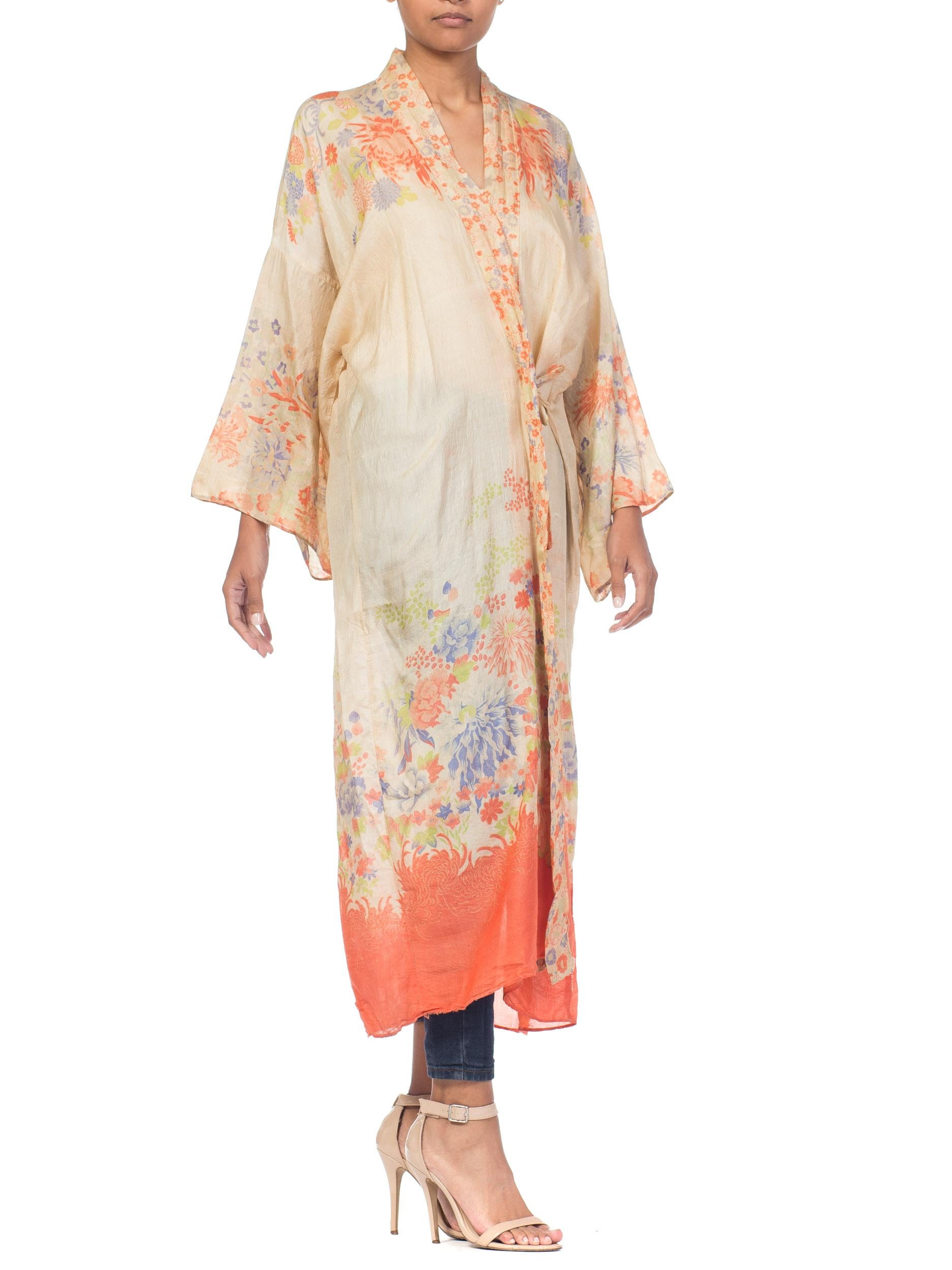 Beige 1920s Lightweight Silk Japanese Kimono