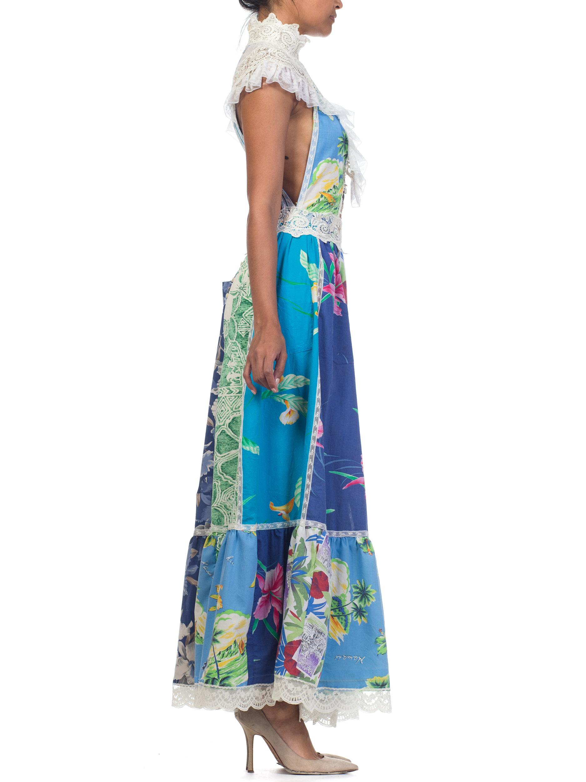 MORPHEW COLLECTION Backless Vintage Tropical Shirt Patchwork Maxi Dress With An 2