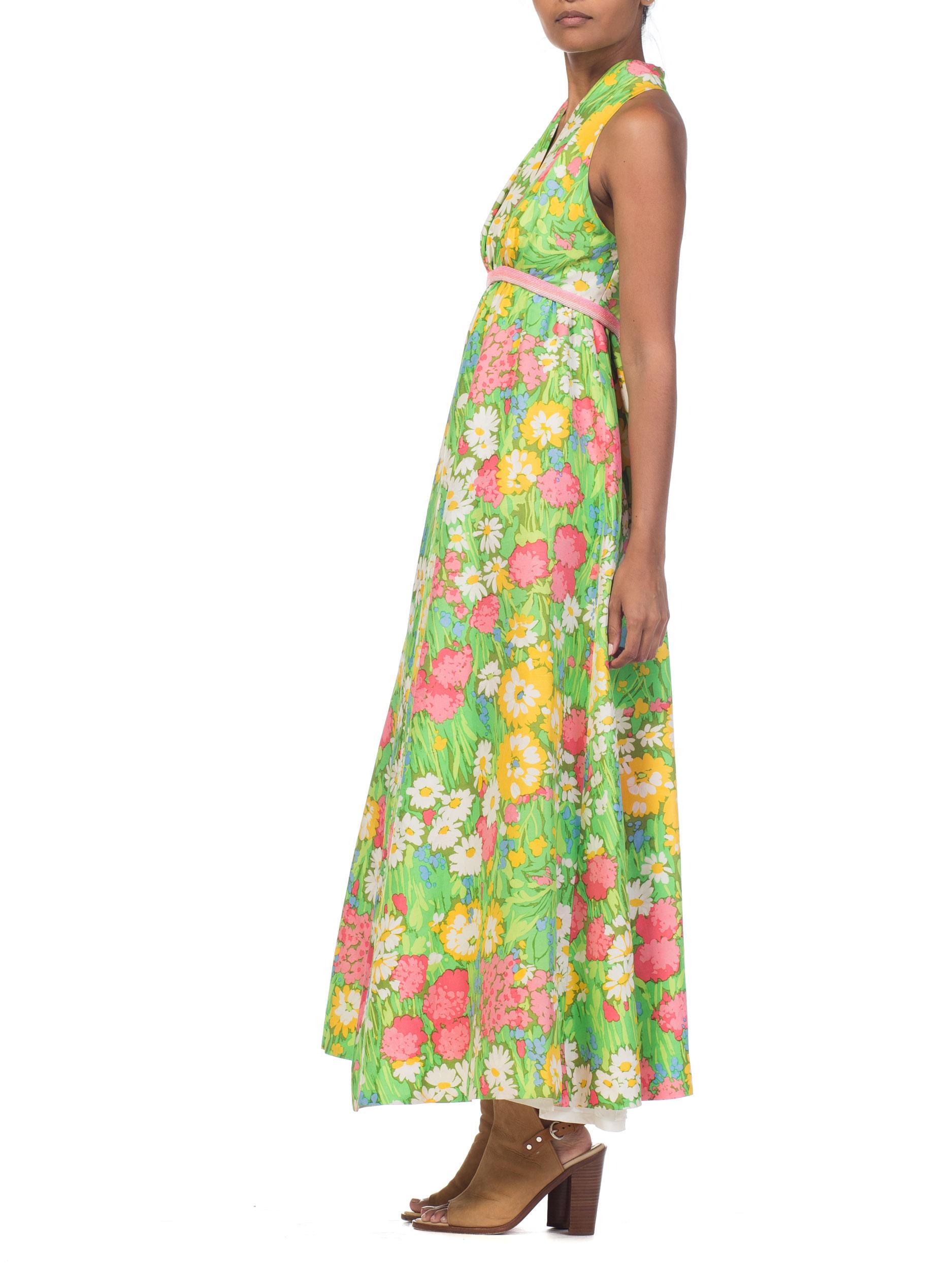 1960s 1970s Floral Printed Silk Halter Dress with Beading 11