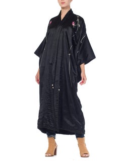 Antique Edwardian Hand Embroidered Silk Peacock Kimono