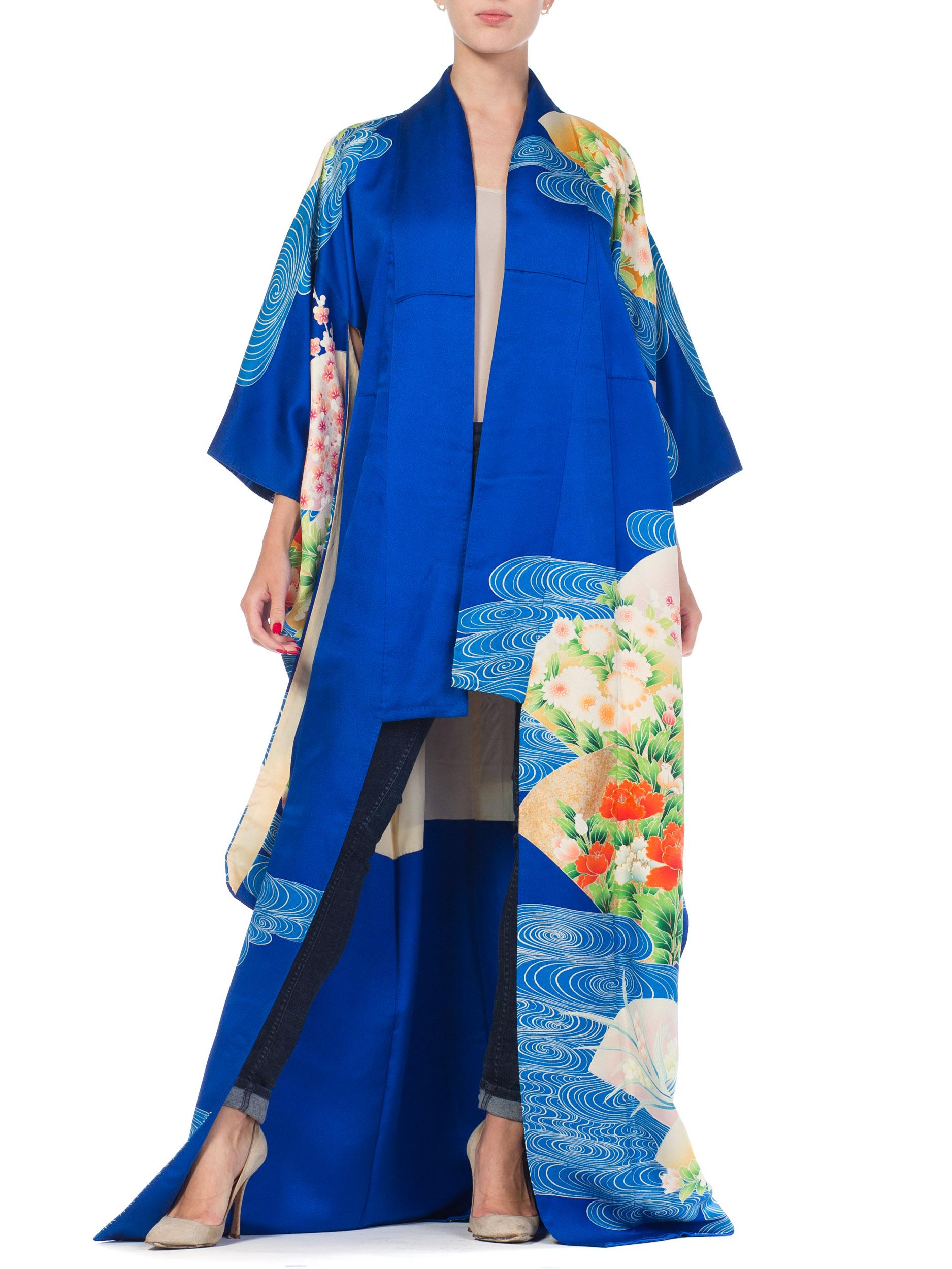 Hand Printed & Hand Embroidered Silk Japanese Kimono