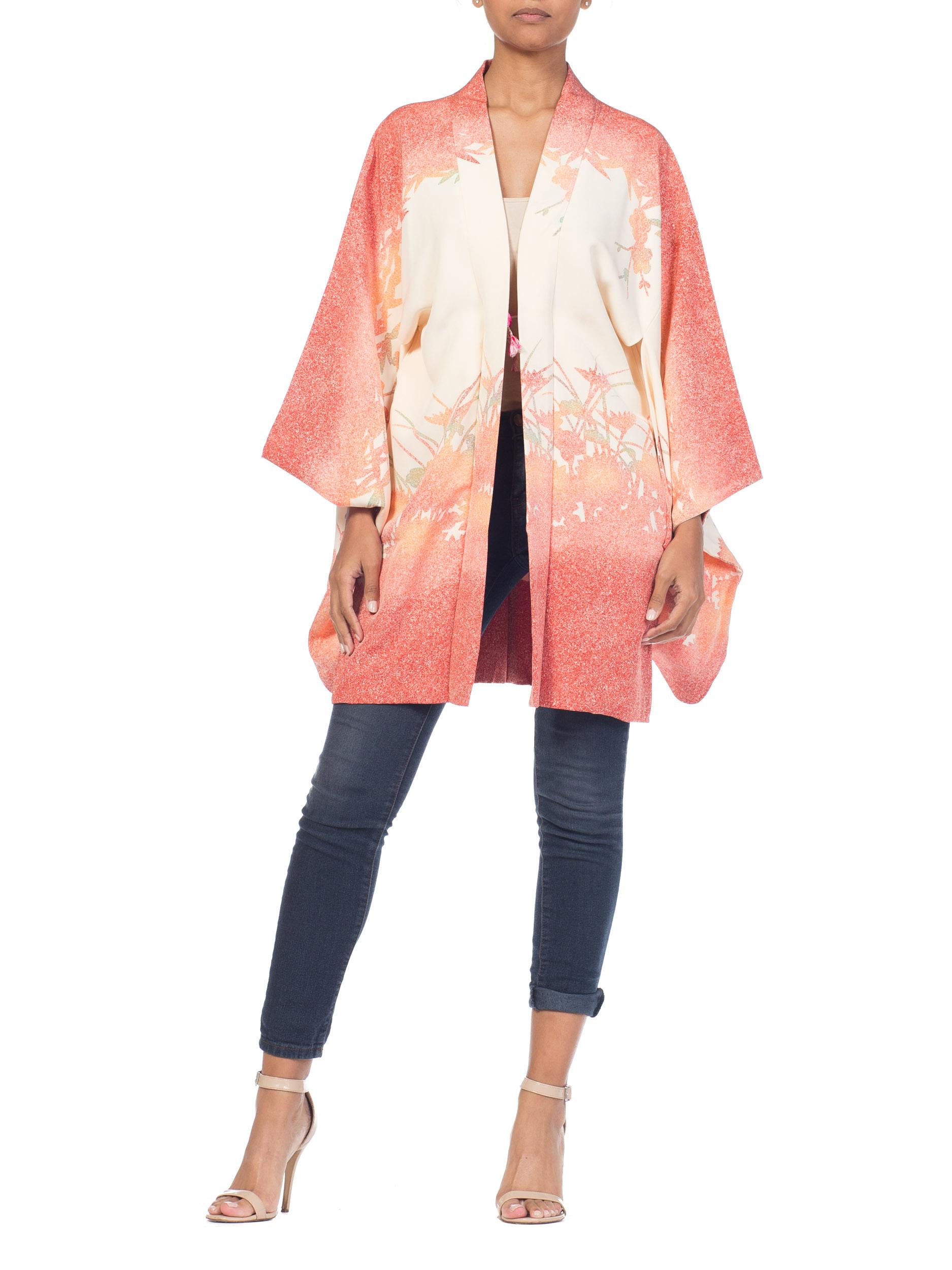 Hand Painted and Stenciled Japanese Silk Kimono