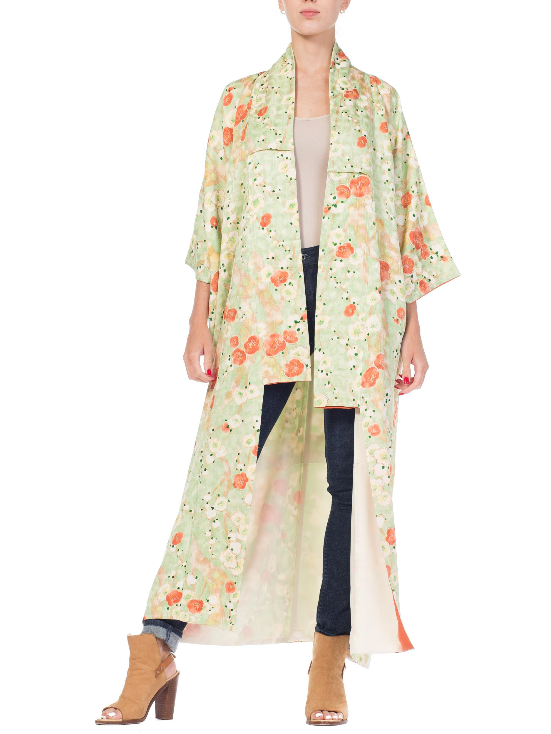 White Hand Made Japanese Cherry Blossom Silk Kimono