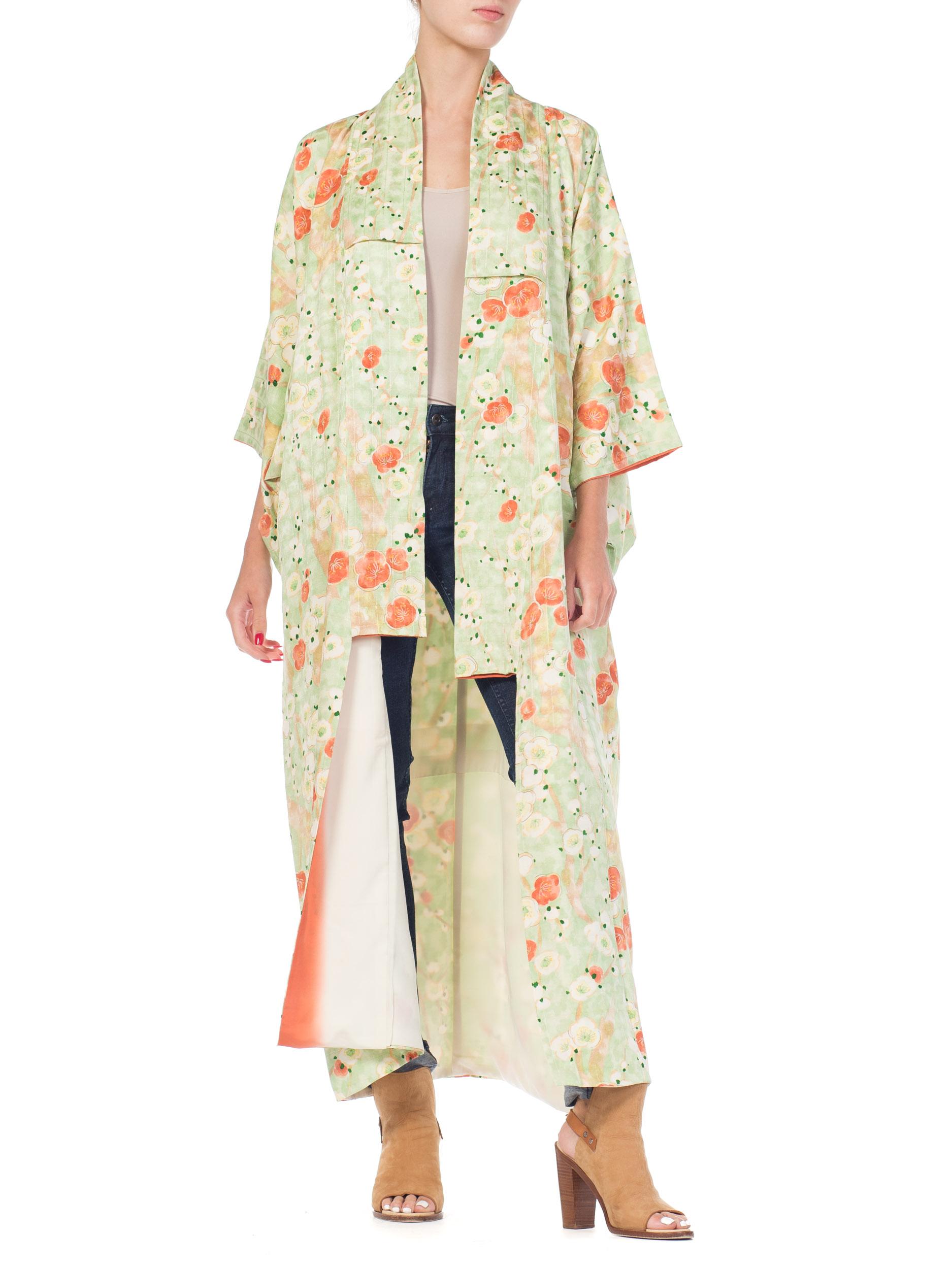 Hand Made Japanese Cherry Blossom Silk Kimono In Excellent Condition In New York, NY