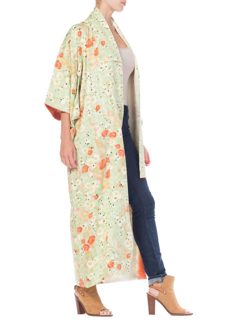 Hand Made Japanese Cherry Blossom Silk Kimono at 1stDibs